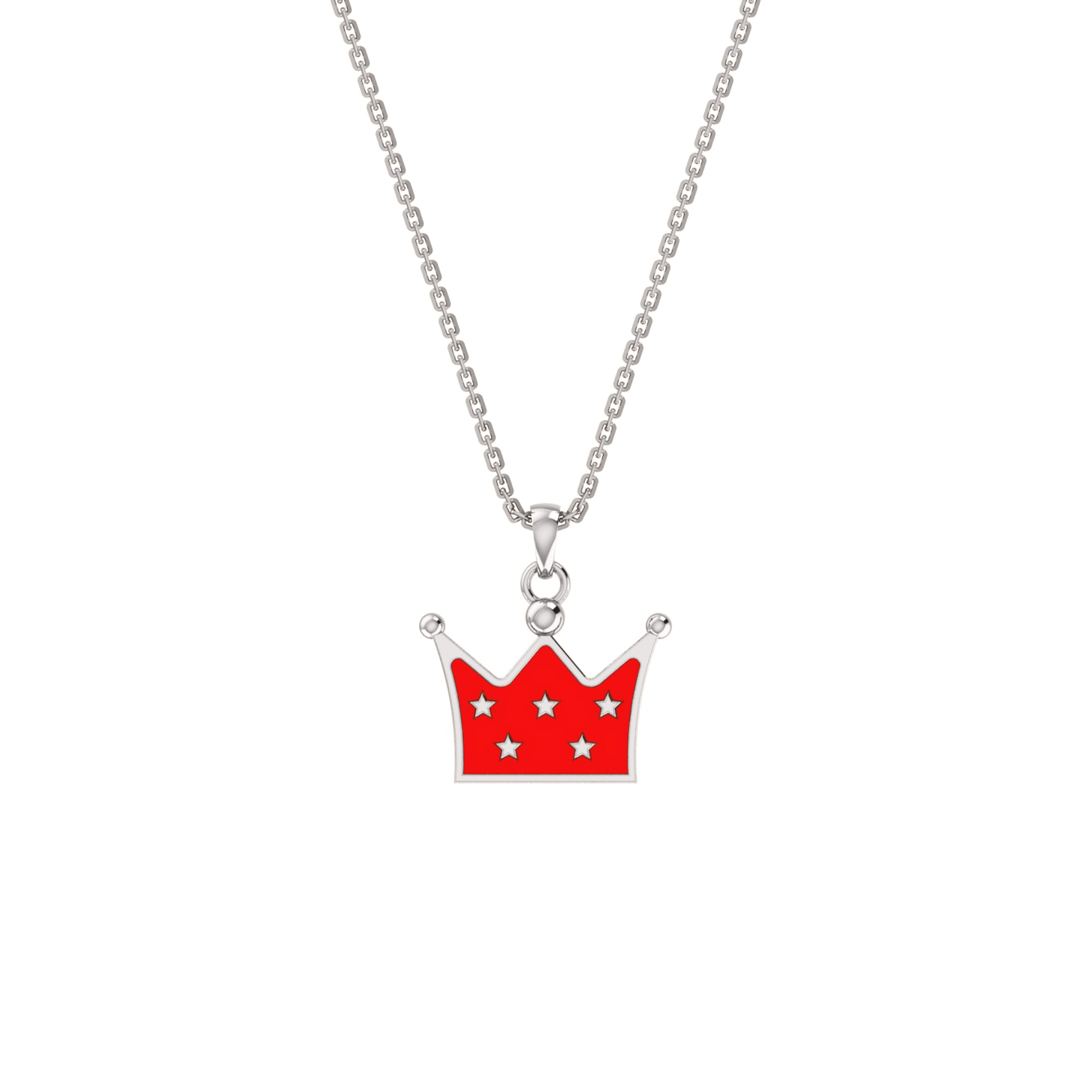 RKC Enamel Crown Pendant 925 Silver 14K Rose Gold Plated Wt 3.80 GM Height 15.00 MM