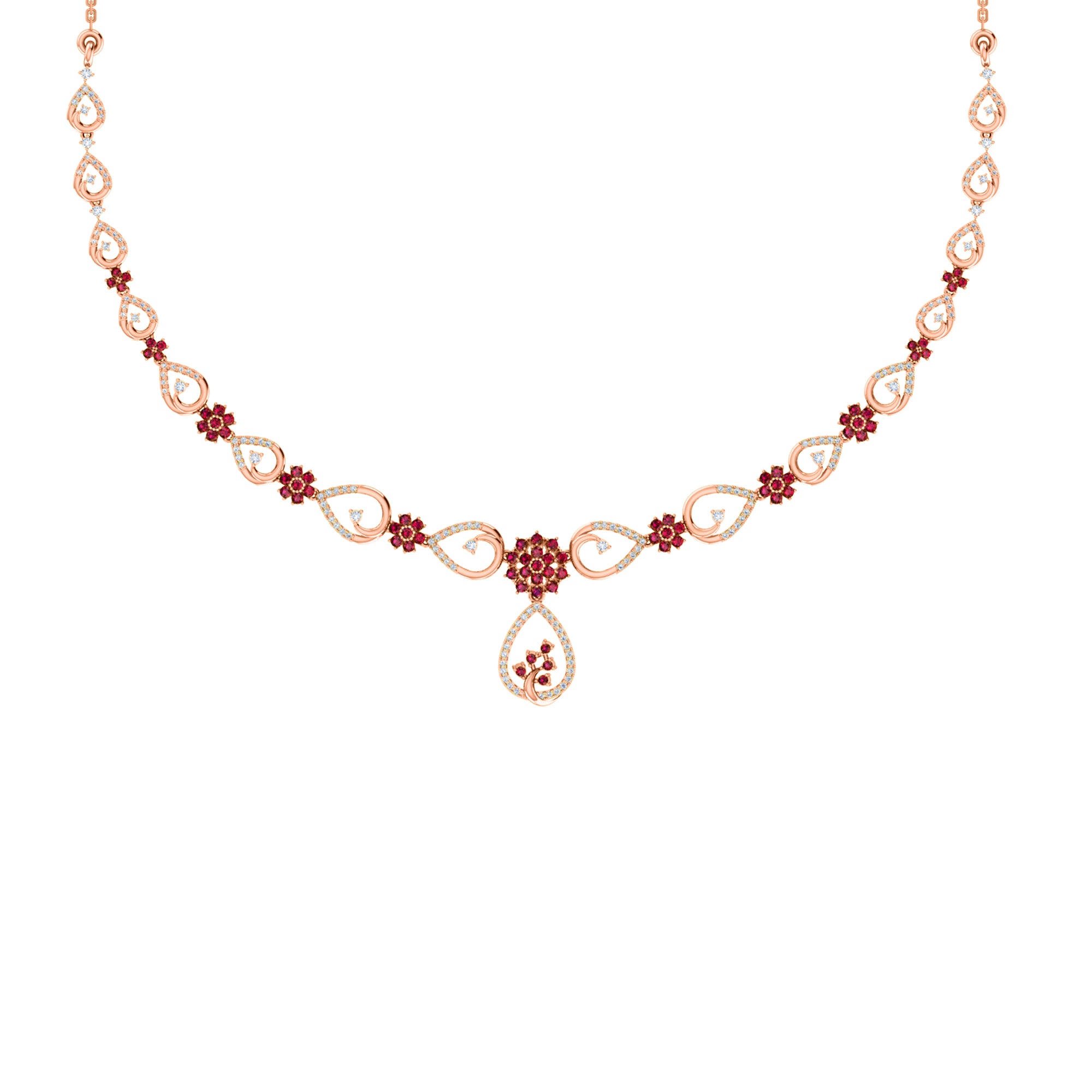 قلادة RKC 2.7 قيراط مويسانيتي ساحرة من الفضة عيار 925 مطلية بالذهب الوردي عيار 14 وزن المنتج 13.00 جم