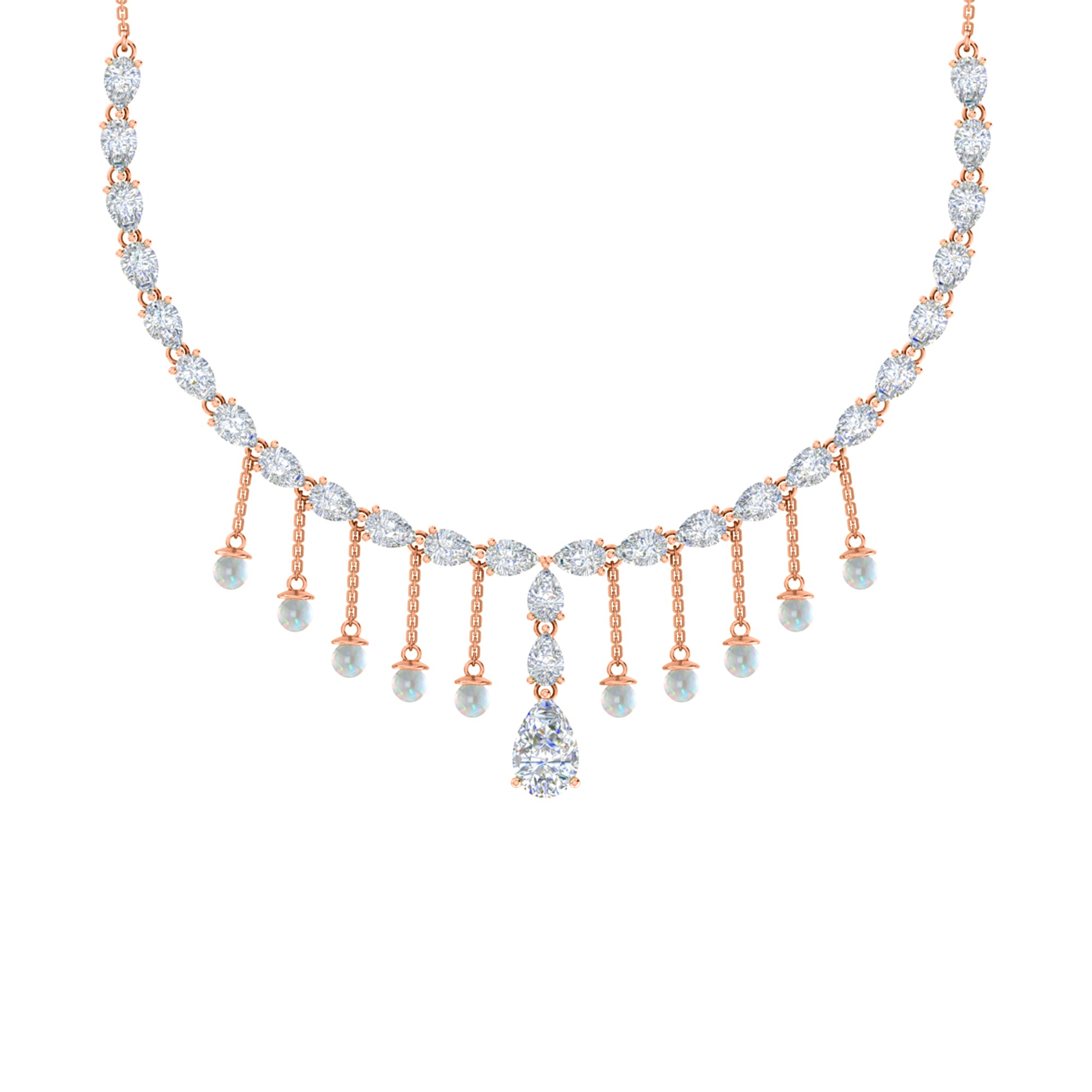 RKC Silver Statement Necklace 24 Carat Cubic Zirconia Necklace For Our Better Half Person Weight- 15gm