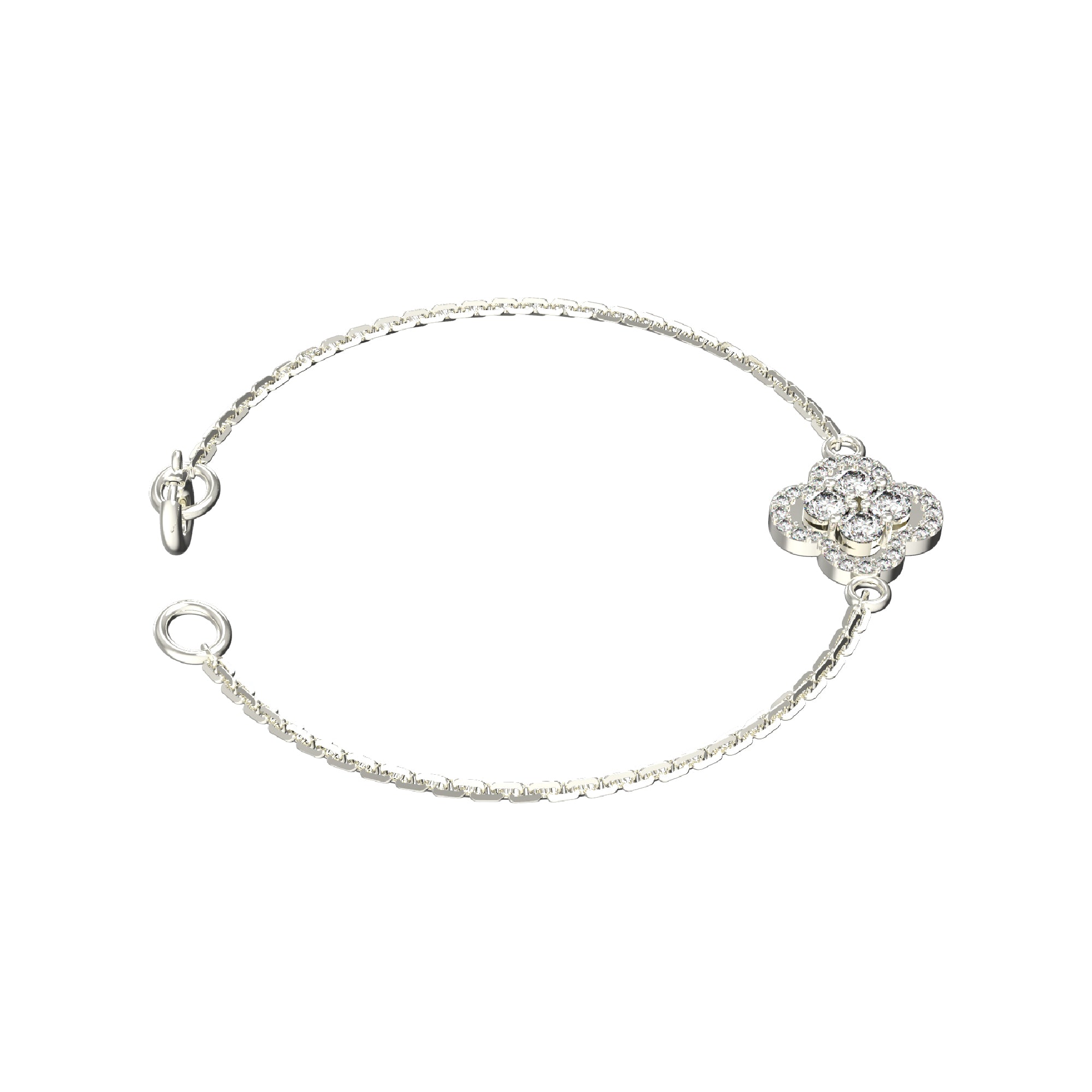 RKC 925 Sterling Silver 1.00Ct Moissanite Floral Women's Bracelet 14K Yellow Gold Plated Wt 2.85gm