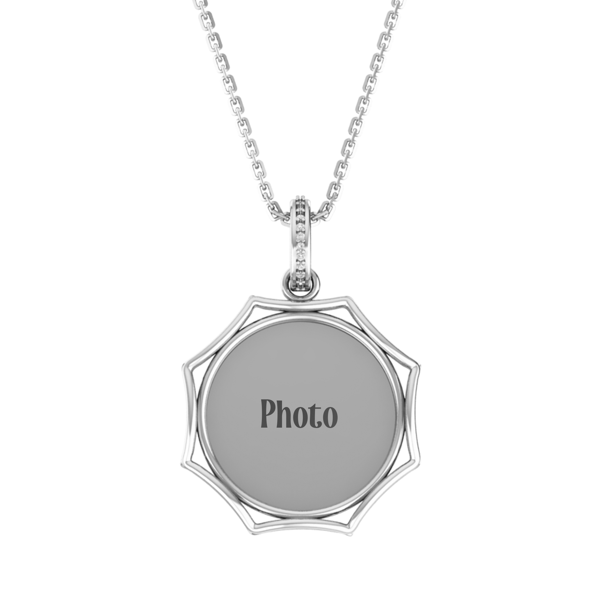 RKC 14k Yellow Gold Plated Round Cut Moissanite Photo Pendant Necklace With Chain 18 Inch