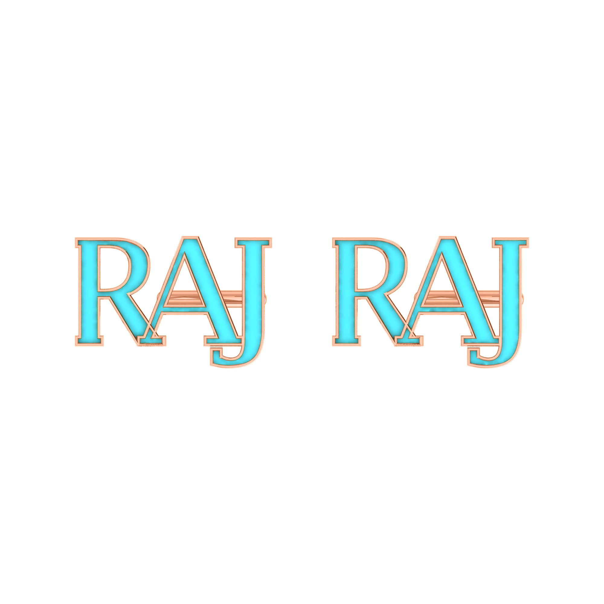 RKC 925 Sterling Silver Enamel Cufflinks 14K Rose Gold Plated Product Wt 3.80 gm