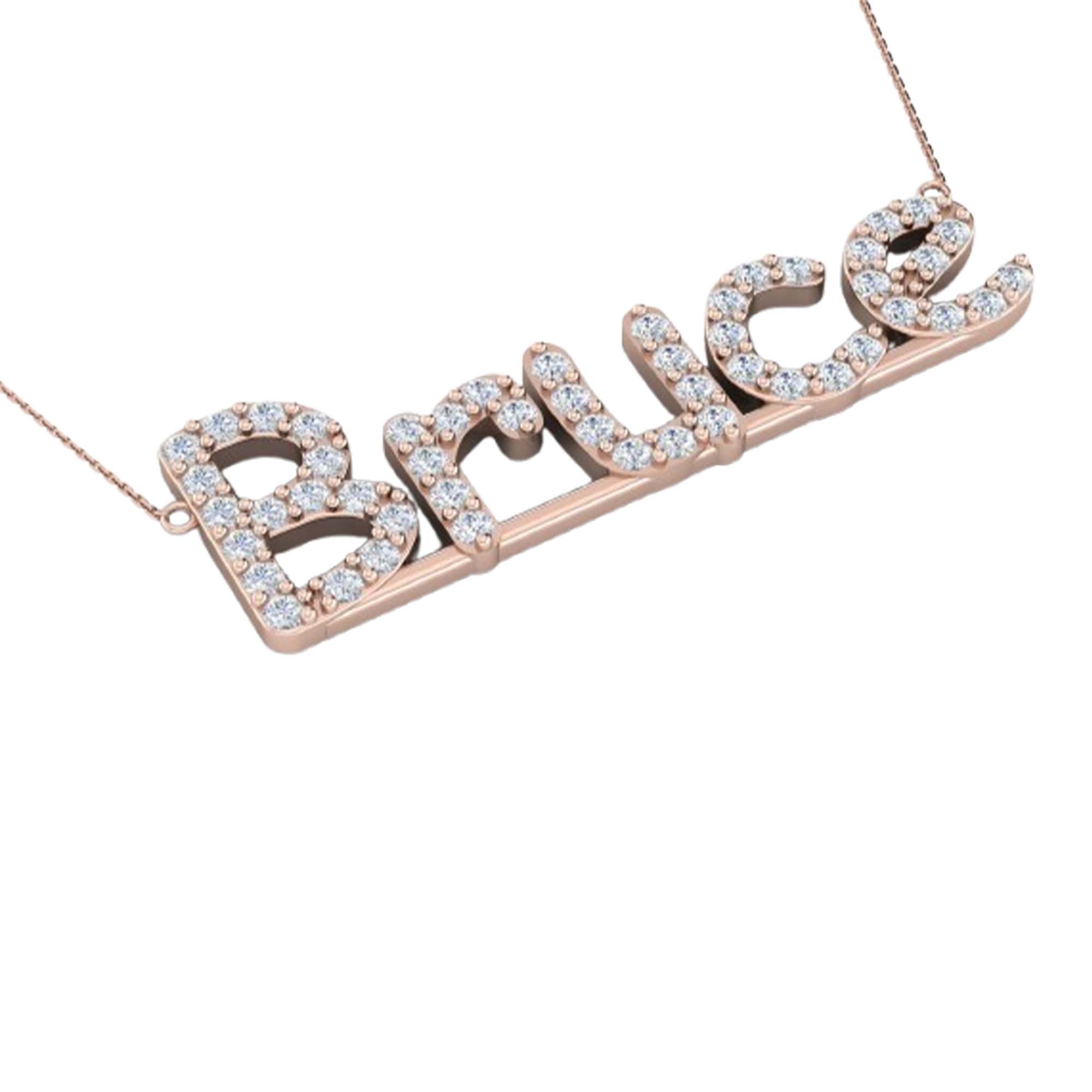 RKC 1 Ct Round Cut Real Moissanite/ Cubic Zirconia Customize Name Pendants 14k Yellow Gold Plated Weight 6 gm