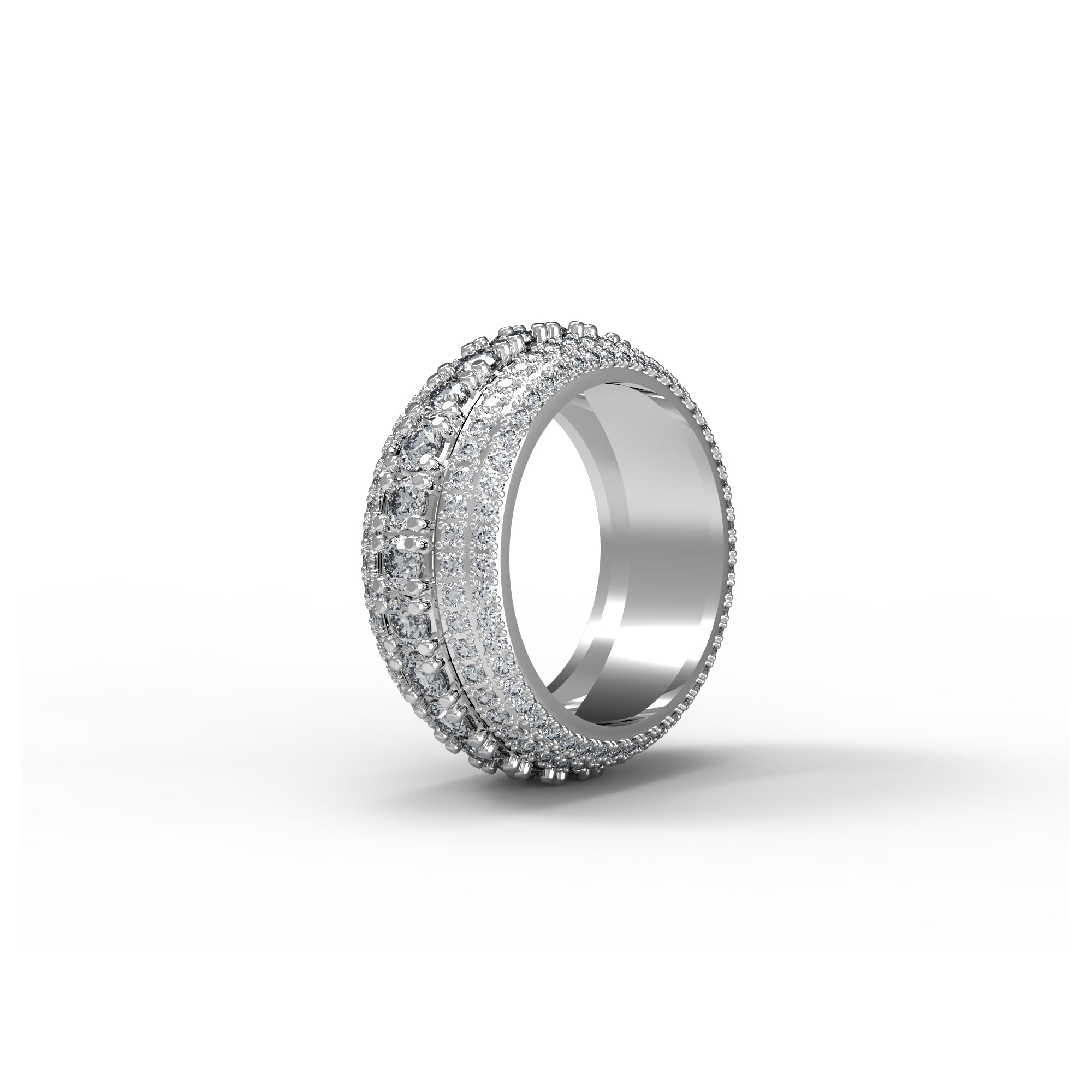 RKC 4.5Ct Cincin Pertunangan Moissanite Potongan Bulat 925 Perak 14K Kuning Emas Berlapis Tali Pria Berat 10Gm