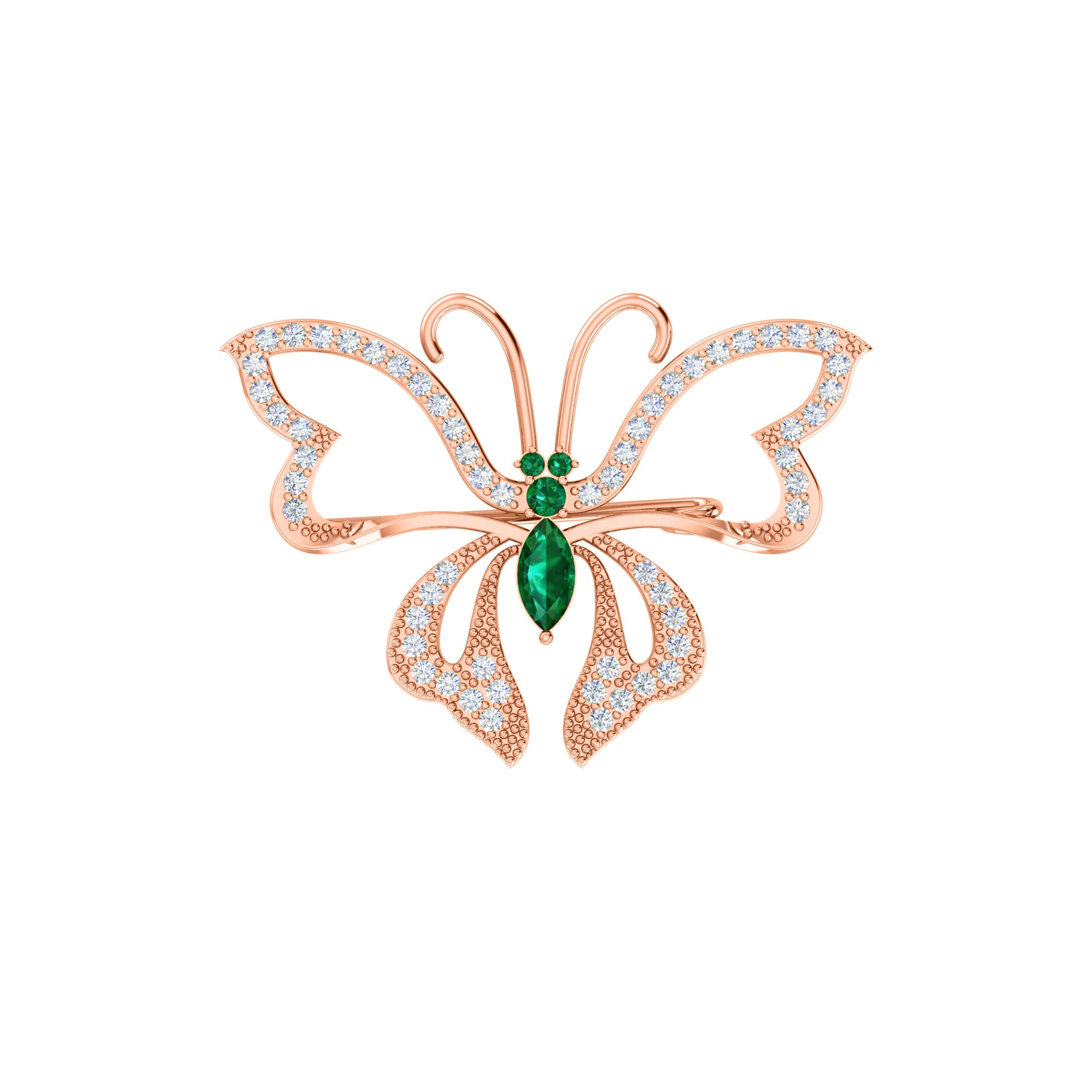 RKC 0,96Ct Moissanite 925 Ασημένια καρφίτσα πεταλούδα 14 καρατίων ροζ επιχρυσωμένο προϊόν Wt 4,00 γρ.