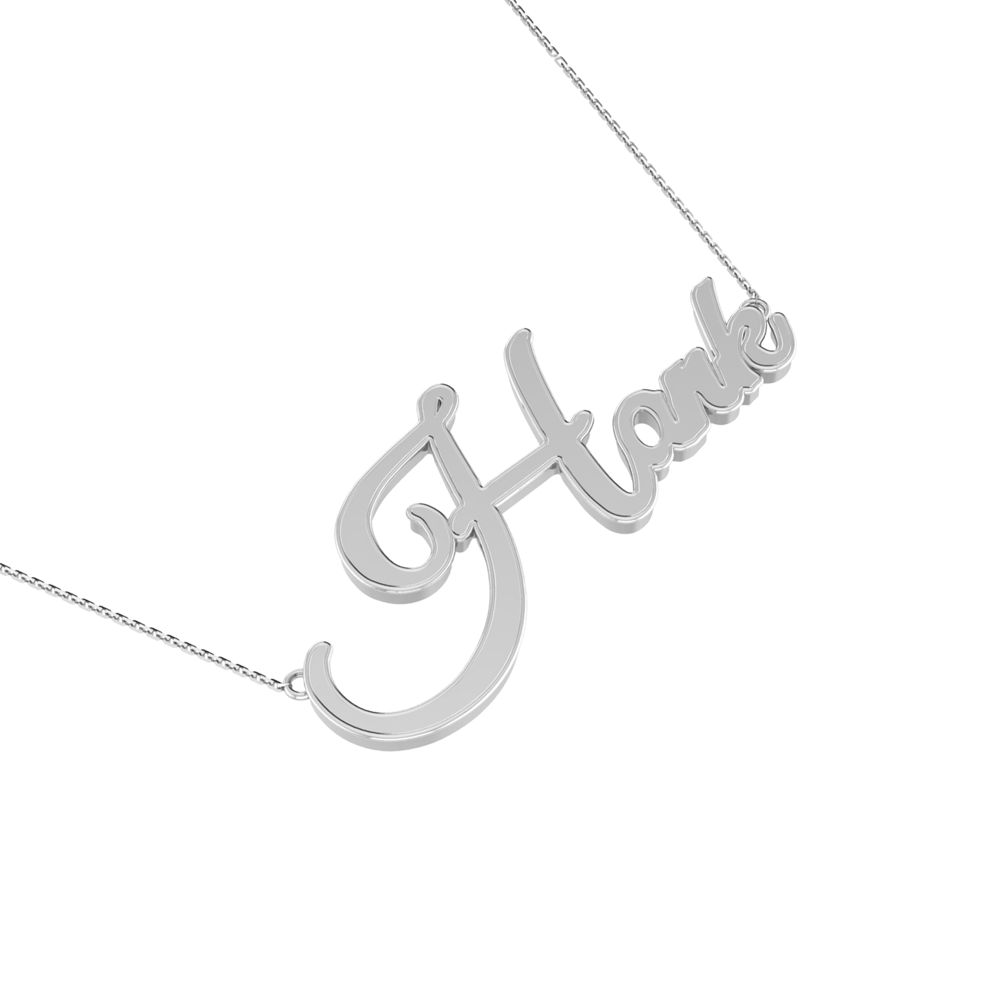 RKC Customize Name Pendant Necklace 14k White Gold Plated 925 Silver Birthday Gift