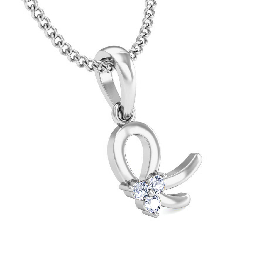 RKC উপাদেয় 925 সিলভার 0.03 Ct ময়সানাইট দুল 14K হোয়াইট গোল্ড ফিনিশ Wt 2.6gm উচ্চতা 14 মিমি