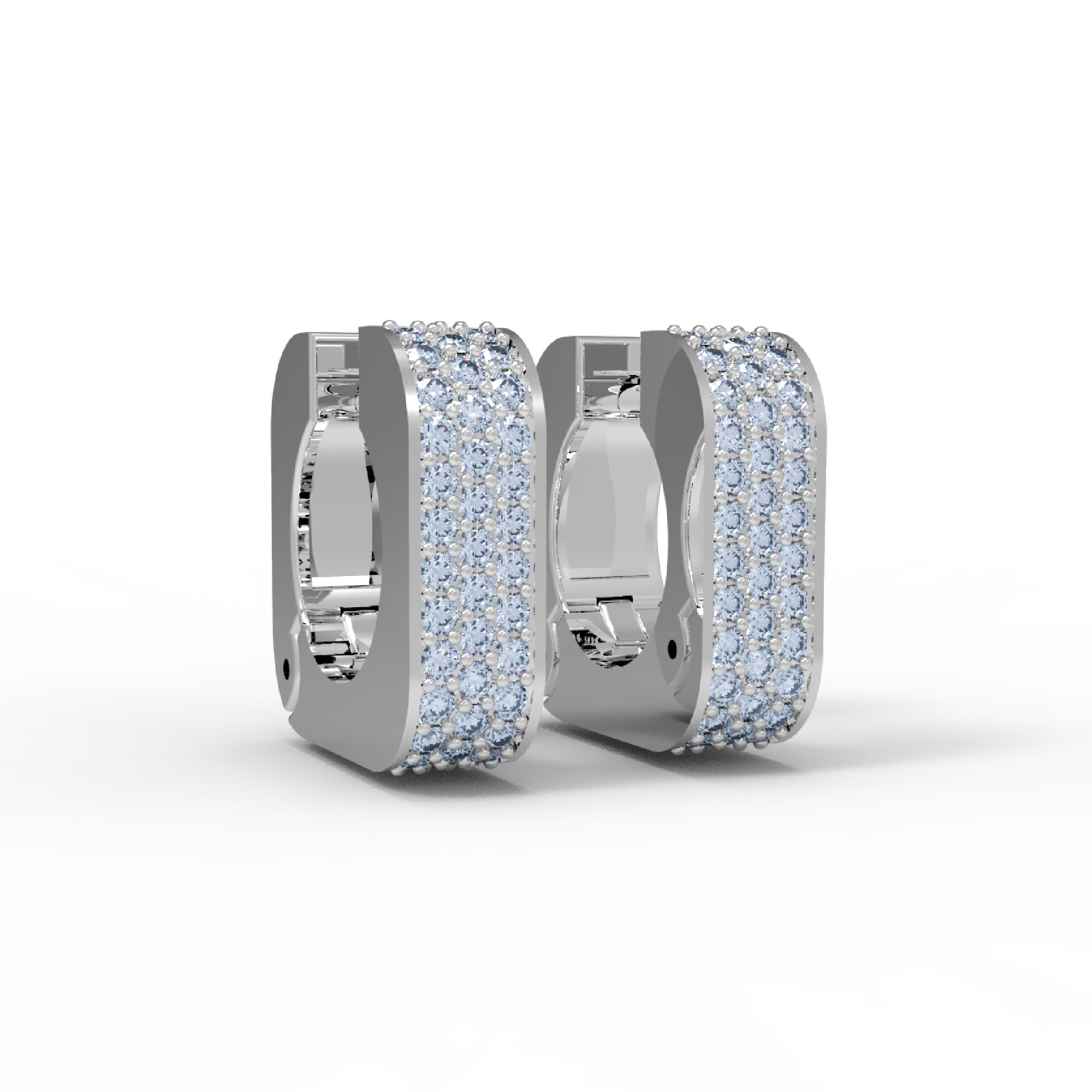 RKC 925 Sterling Silver Square Shaped Women Earring 14k White Over Product Wt 3.60 GM Height 11.50 MM