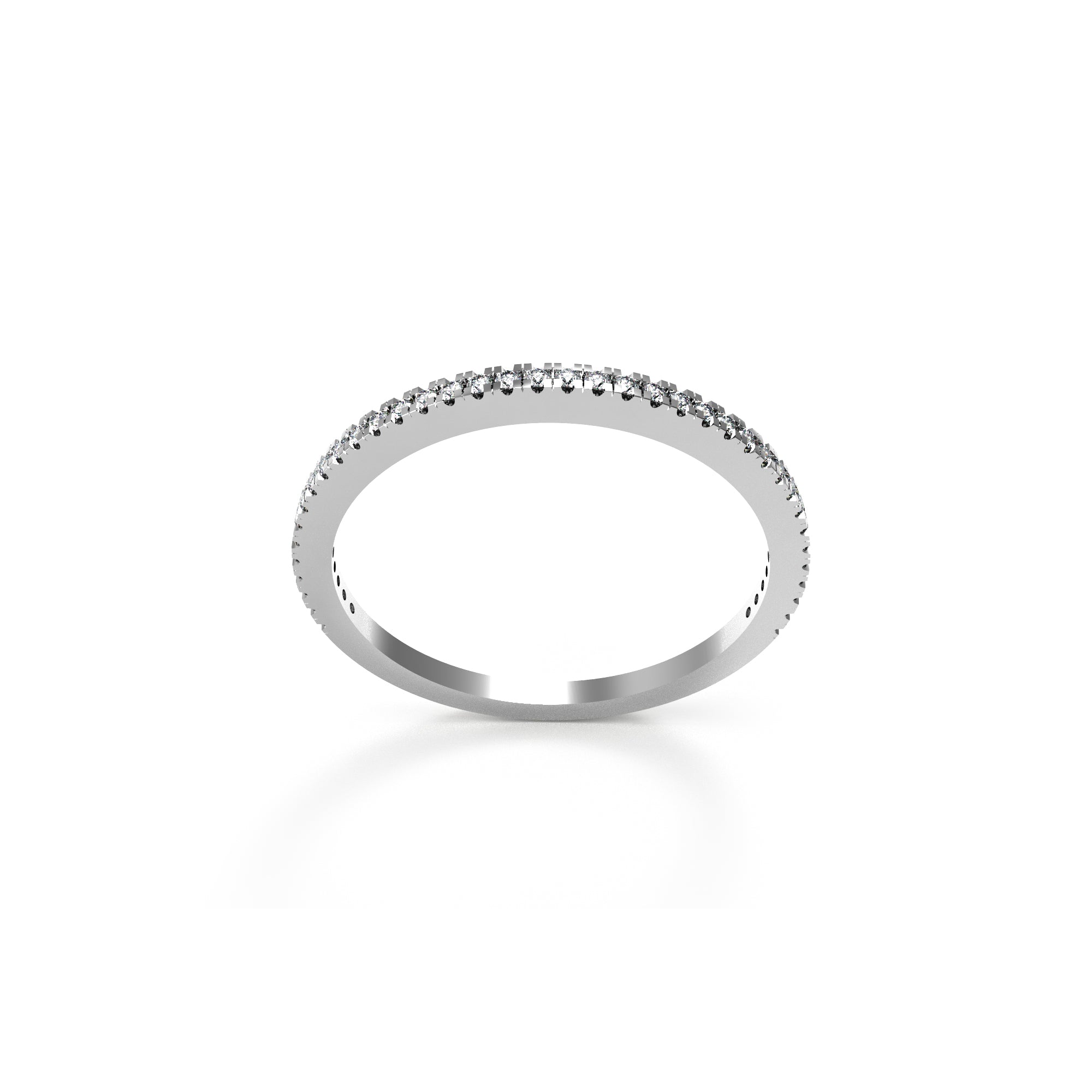 आरकेसी राउंड मोइसानाइट 925 स्टर्लिंग सिल्वर हाफ इटरनिटी स्टैकेबल बैंड रिंग महिलाओं के लिए 925 सिल्वर 14K रोज़ गोल्ड प्लेटेड वजन 1.10 ग्राम चौड़ाई 1.30 एमएम