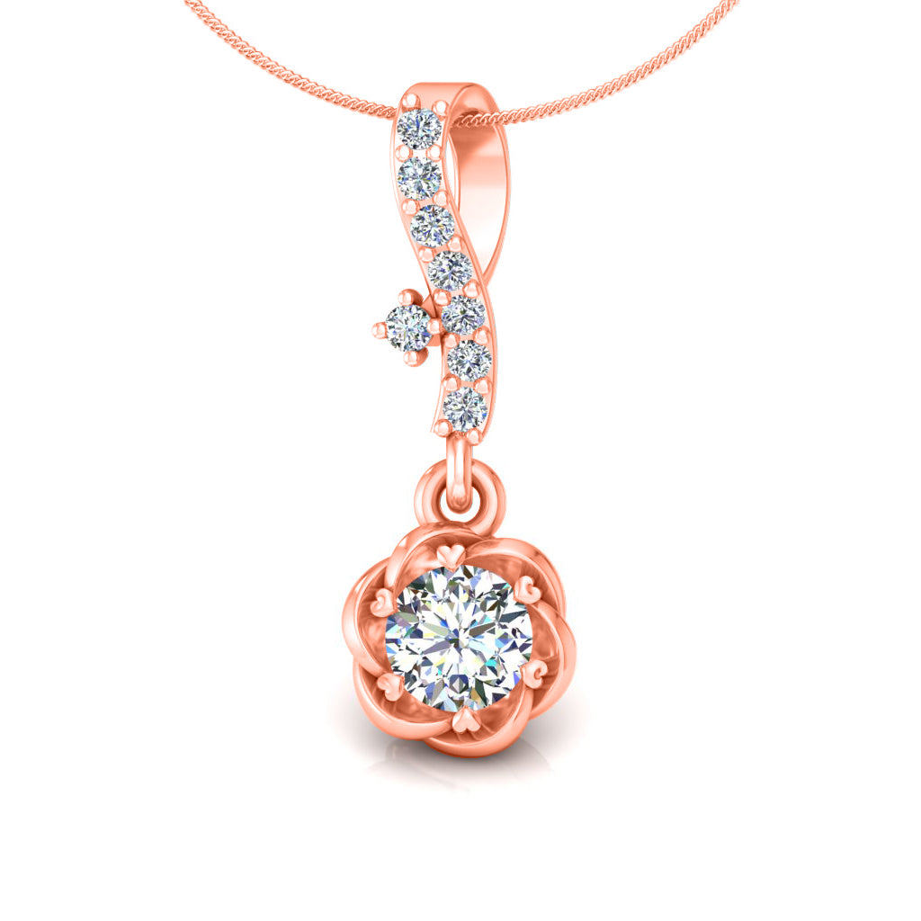 RKC 925 Sterling Silver Flower Drop 0,35 Ct moissanite medál 14K kéttónusú aranyozott súly 2,8 g magasság 18 mm