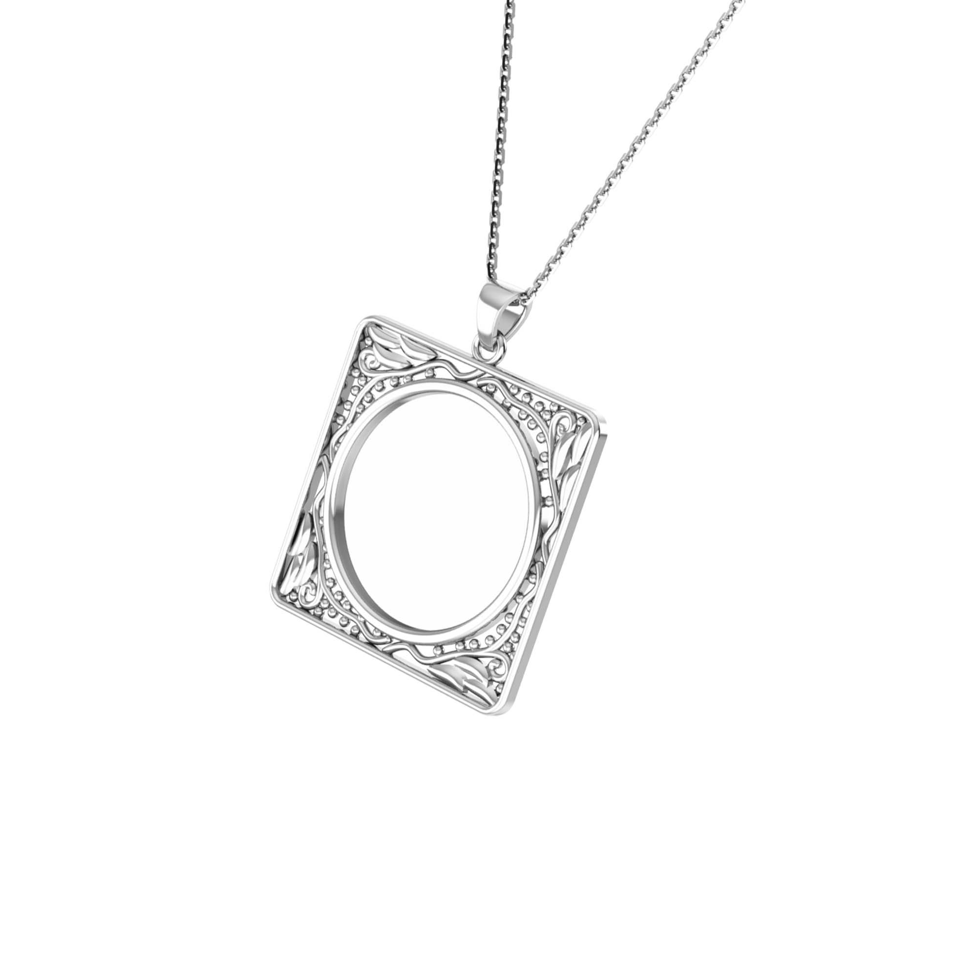 RKC Frame For Photo Personalised Memory Necklace Pendant 14k Gold Plated Silver