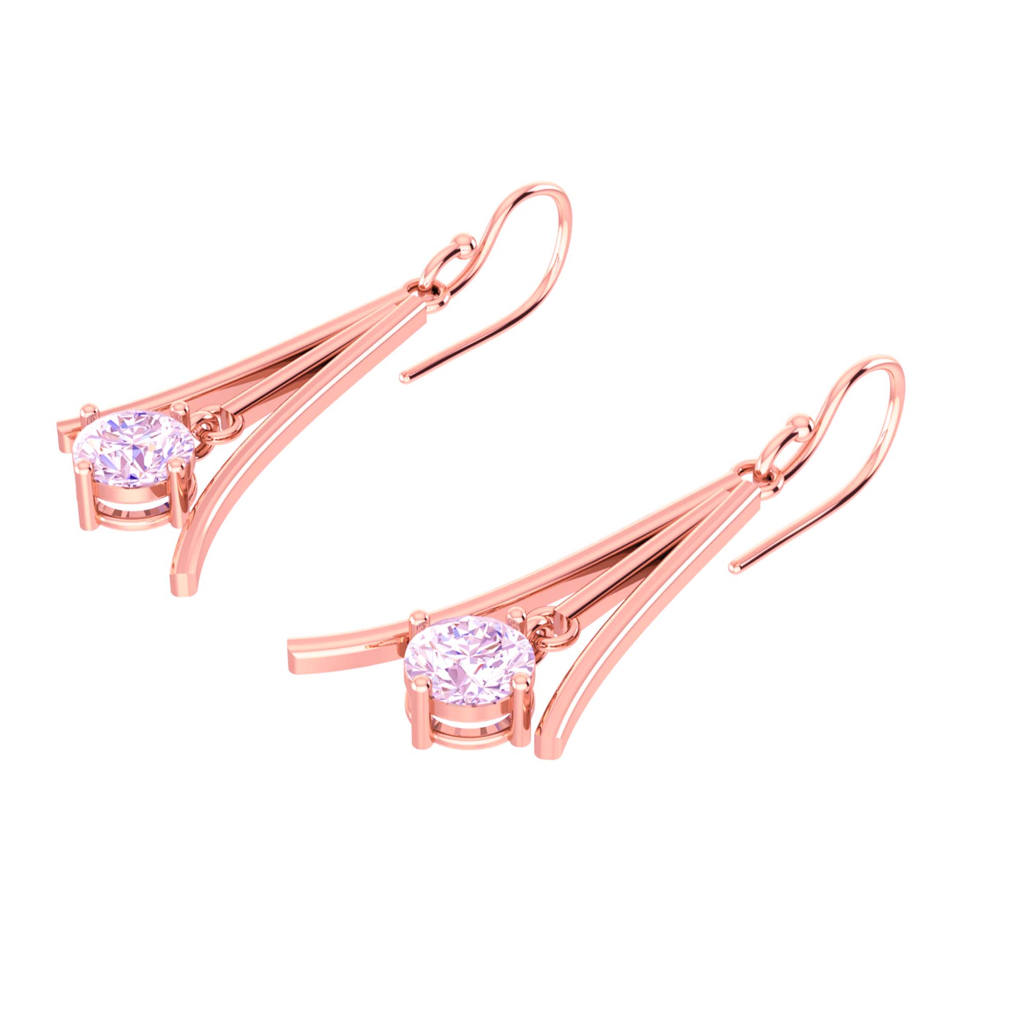 RKC Certified Moissanite Golden Drop Dangle Earrings 925 Sterling Silver Weight- 5gm