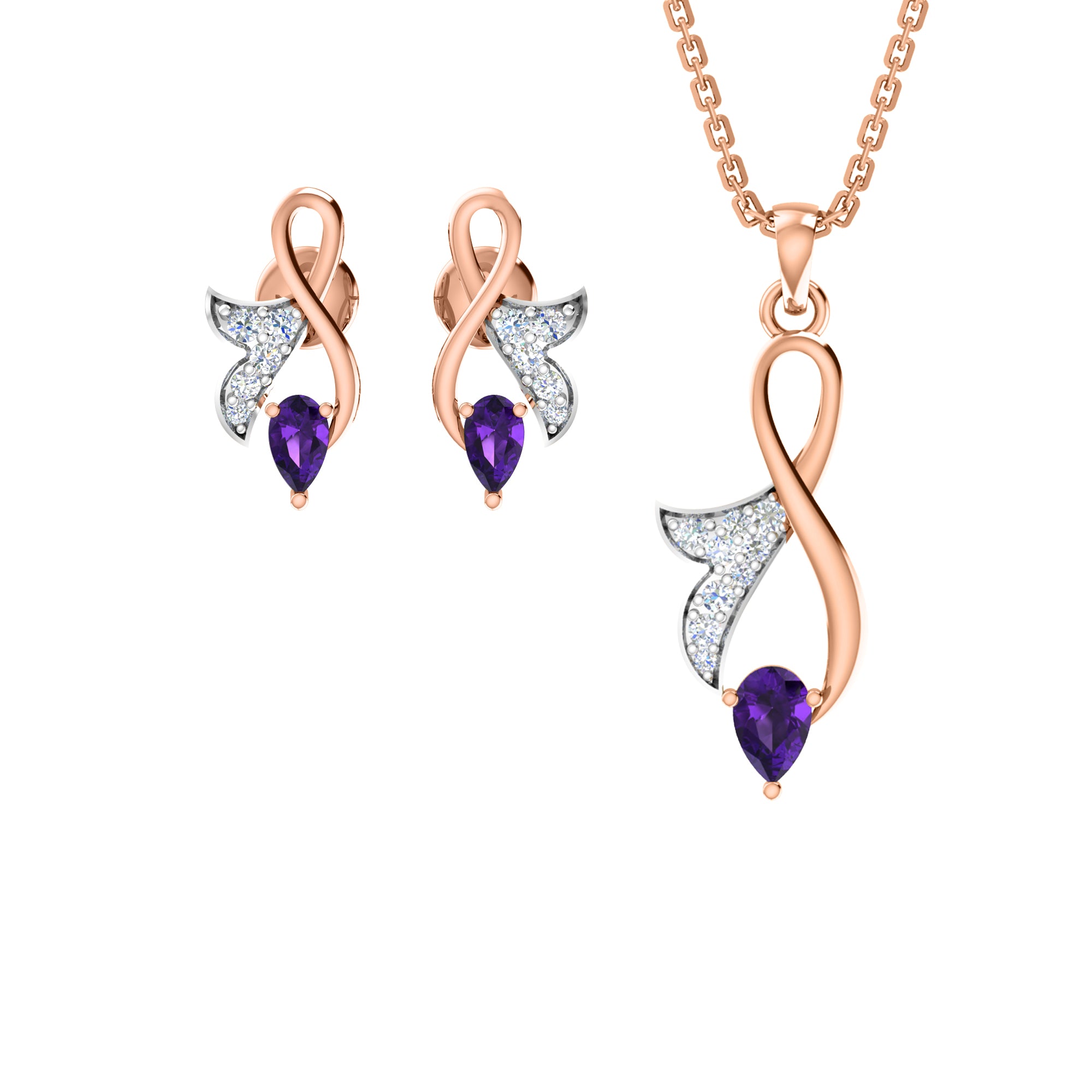 RKC 925 Silwer Goue Totaal 0.30Ct Moissanite Hanger Wt 3.60gm En Wt Oorring 2.00gm Stel Met 14K Geelgoud Geplateerd