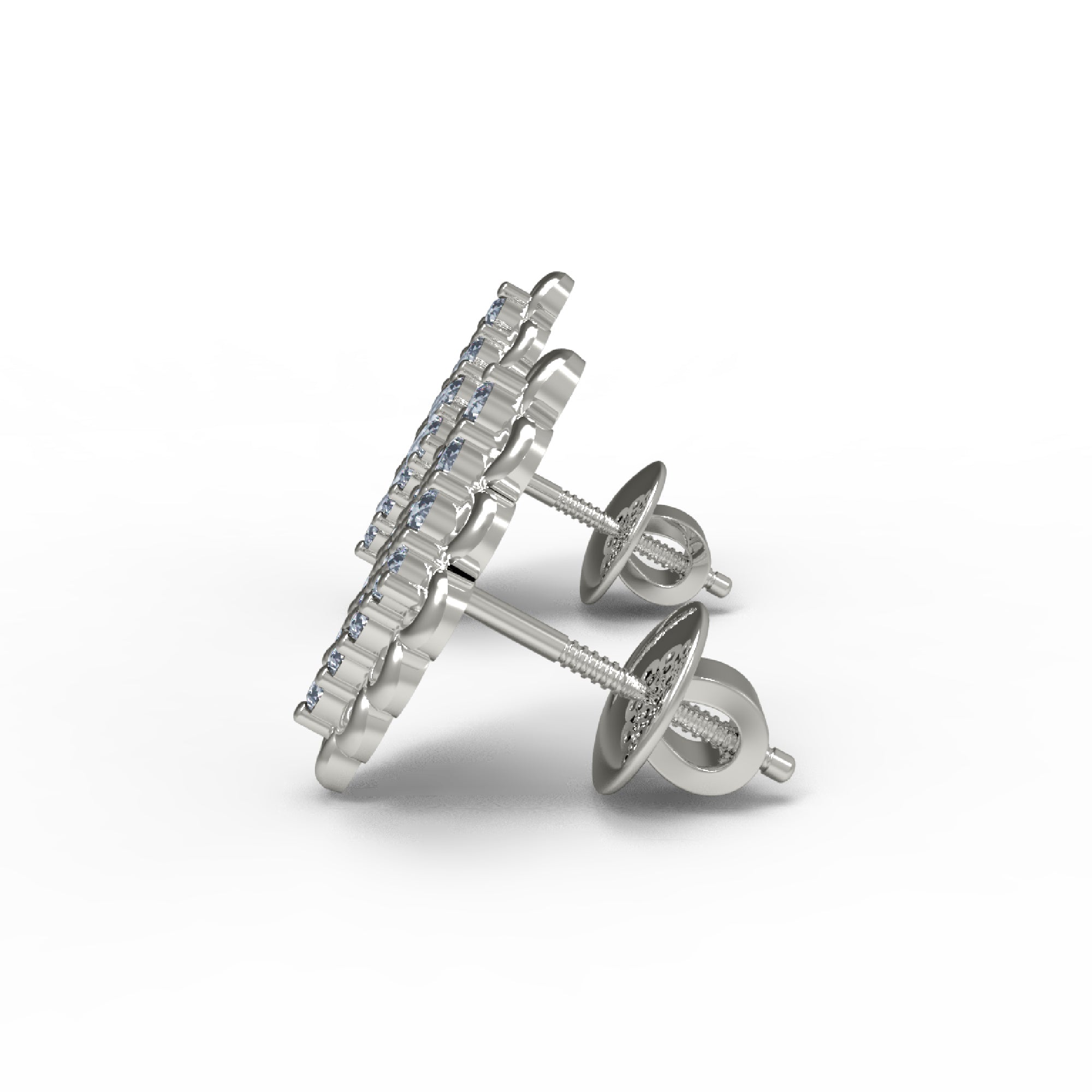 RKC Sterling Silver Women Wedding Stud Earring 14K Yellow Gold Finish 3.50 Gm Height 14.00 MM