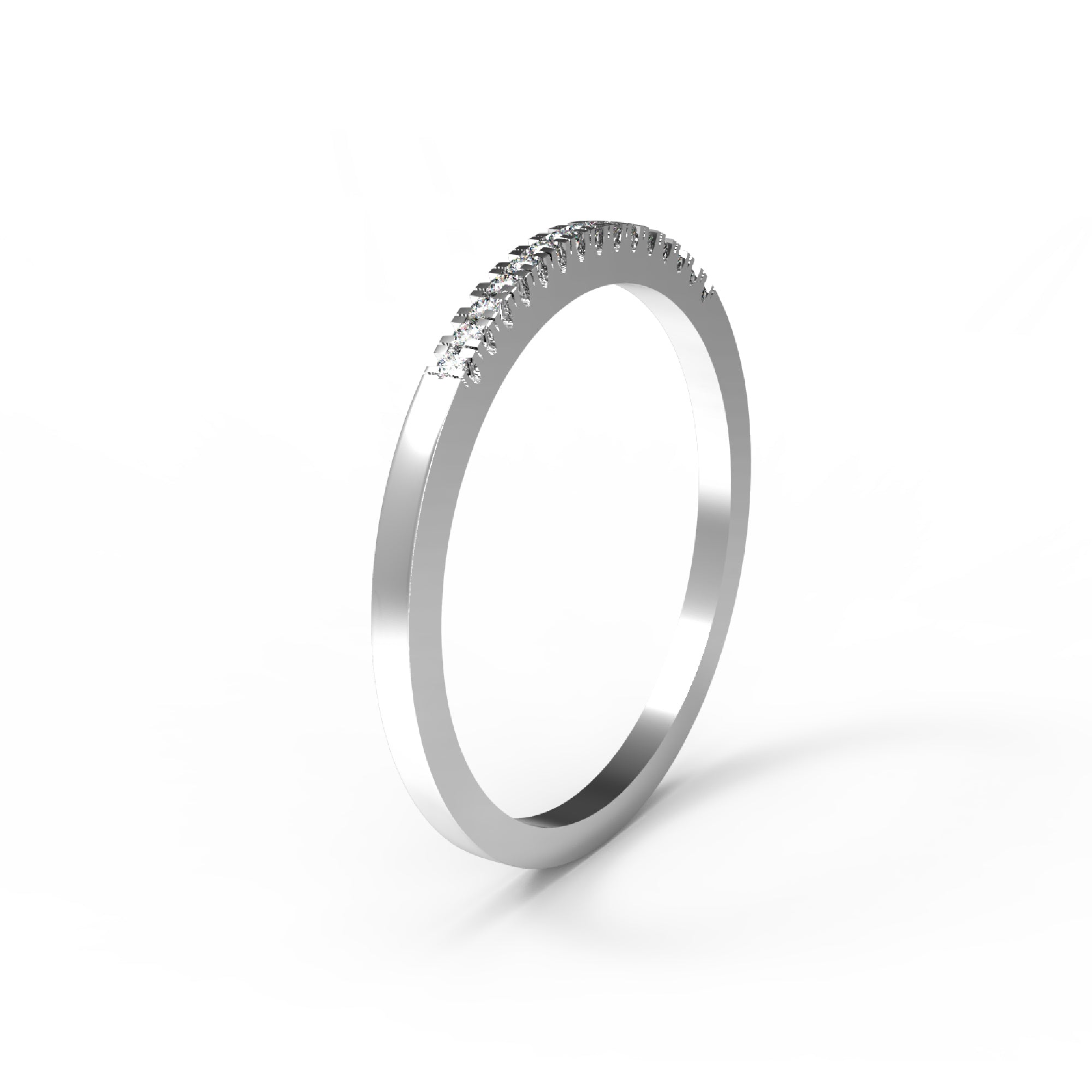 RKC Moissanite Women Half Eternity Wedding Band 925 Silver 14K Rose Gold Plated Wt 1 gm Width 1.30 MM