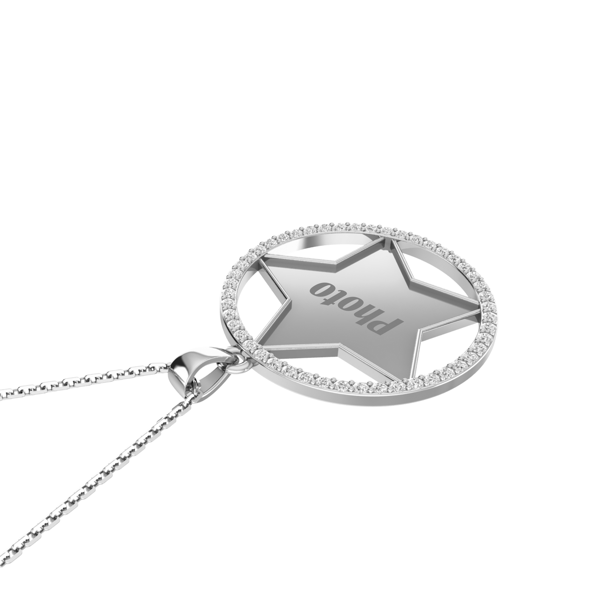 RKC Star Shape Cubic Zirconia Memory Add Own Photo Pendant 14k Yellow Gold Plated Weight-5.50 gm