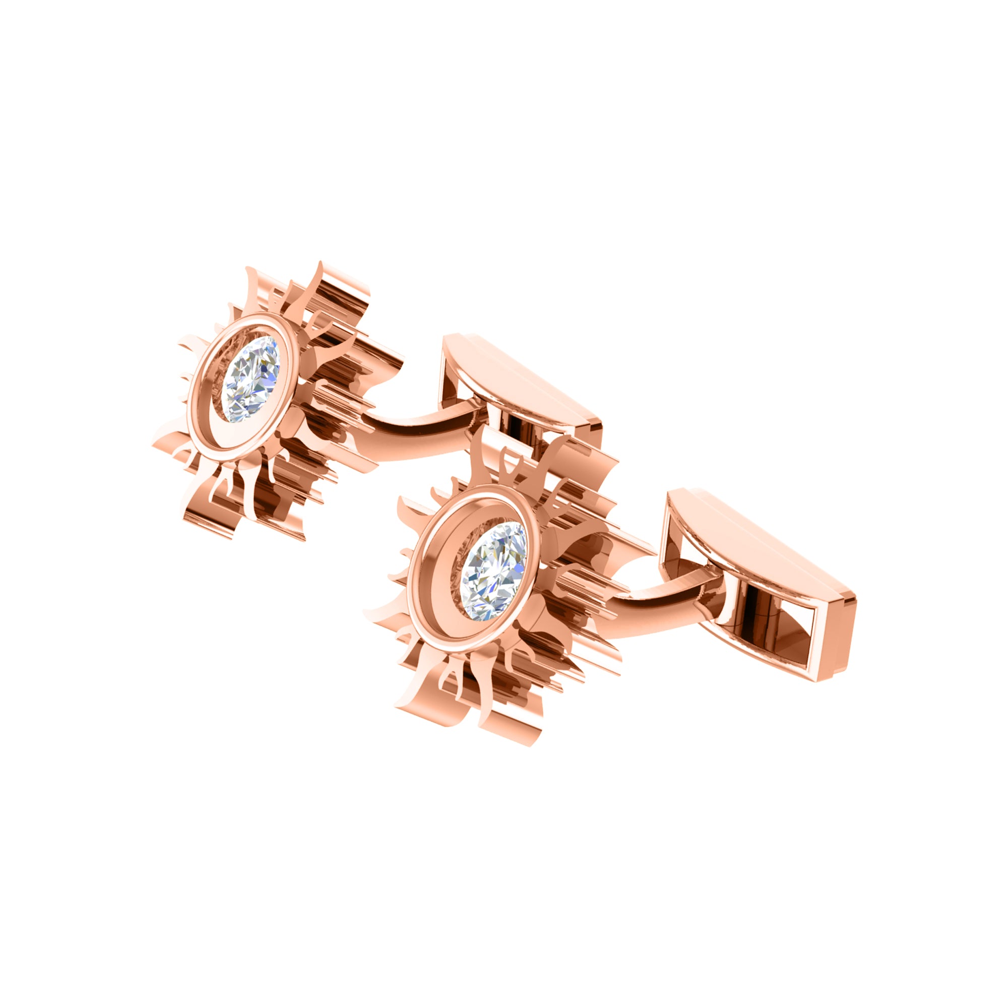 RKC Moissanite 925 Sterling Silver Cufflinks & Brooch 14K Yellow Gold Plated Product Wt 4.60 gm