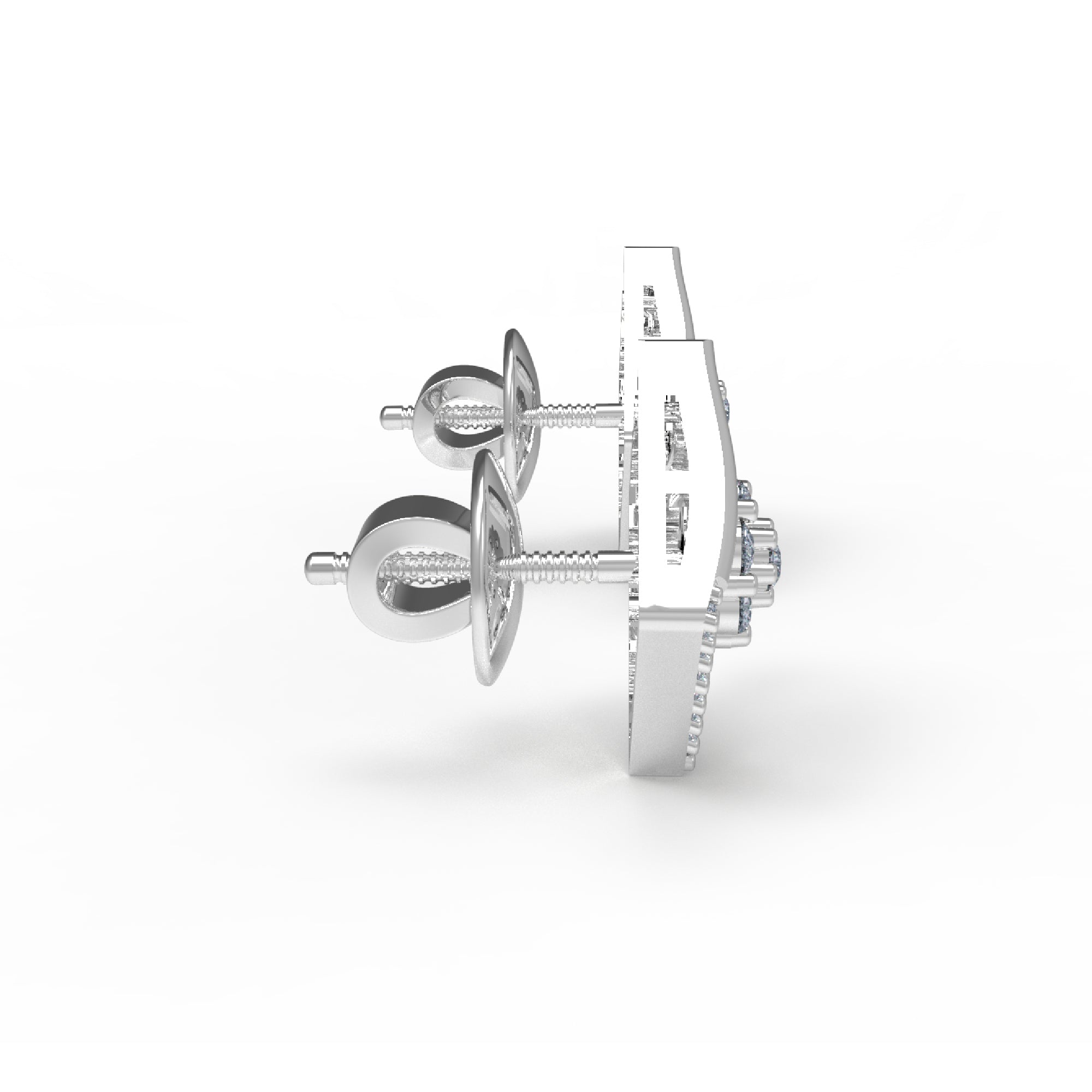 RKC 925 Sterling Silver Open Square Stud Women Earring 14k Rose Over 2.00 Gm Height 11.20 MM