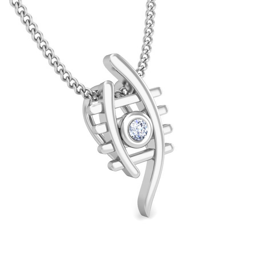 RKC Evil Eye Argent Femmes 0,025 CT Moissanite Pendentif Or Jaune 14K Finition Chaîne Gratuite Poids 2,7 g Hauteur 14 mm