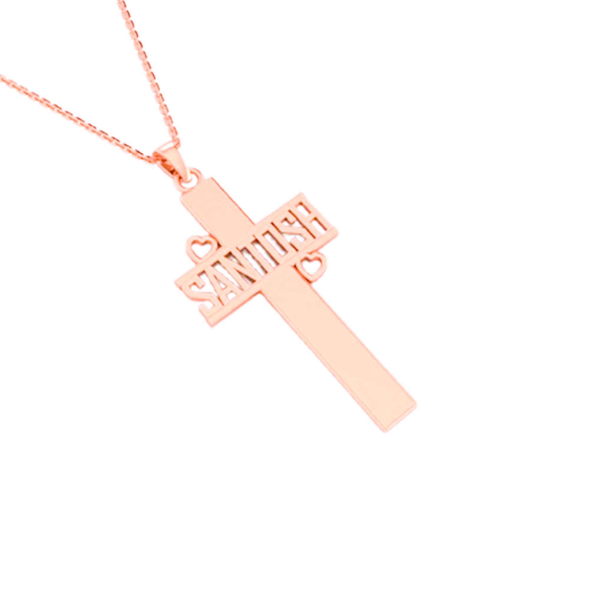 RKC 14k Gold Plated Cross Pendant Including Your Name Idea Charm Religion Pendant Weight 5 gm And Length 40MM