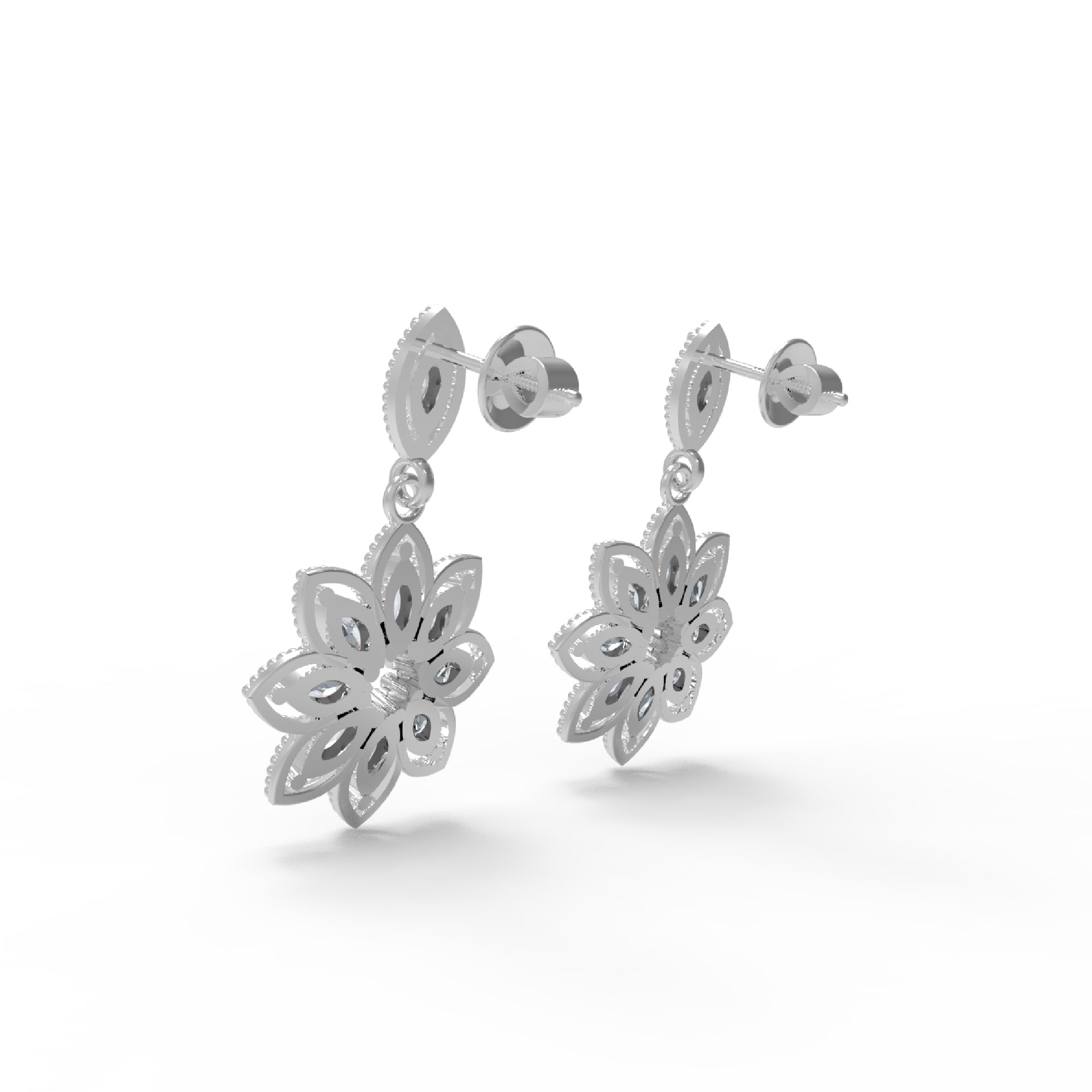 Жаночыя завушніцы маркізы 925 пробы стерлингового срэбра, 14 карат, ружа, вага 6,50 GM, вышыня 32,50 мм