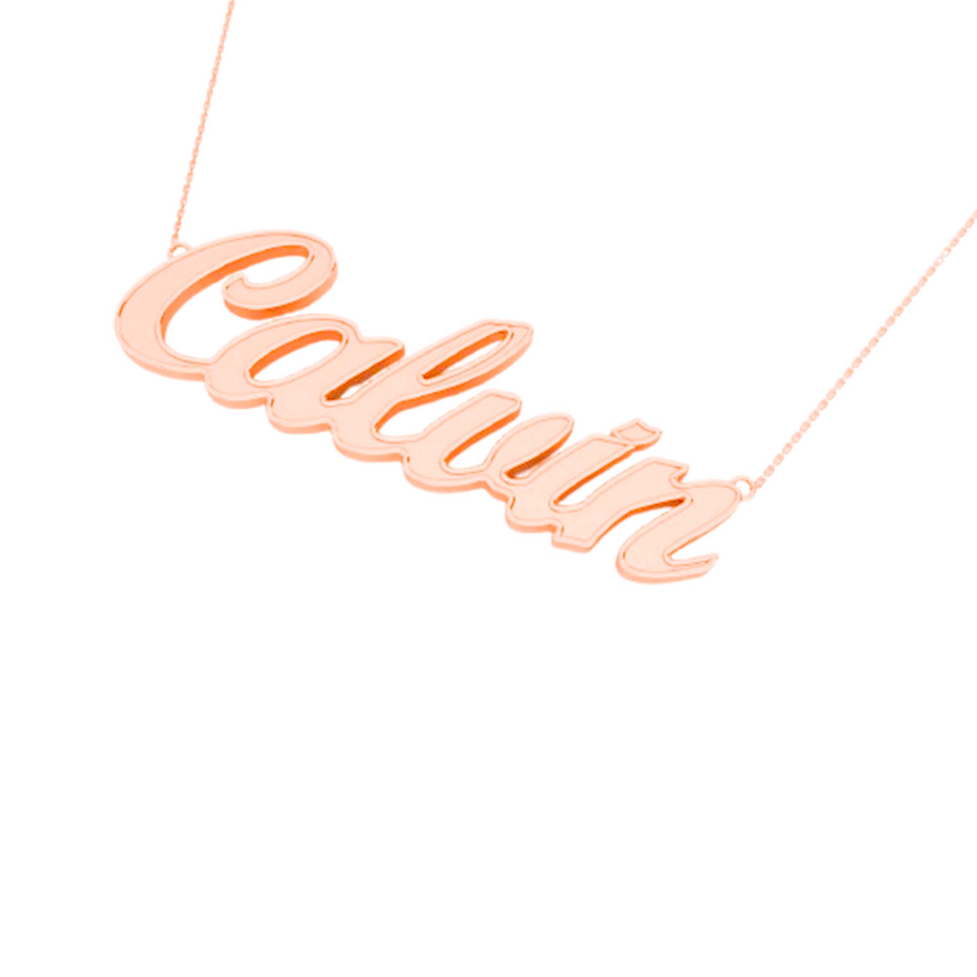 RKC 14k Yellow Gold Plated Name Plate Locket Pendant Necklace 925 Silver Weight 4 gm