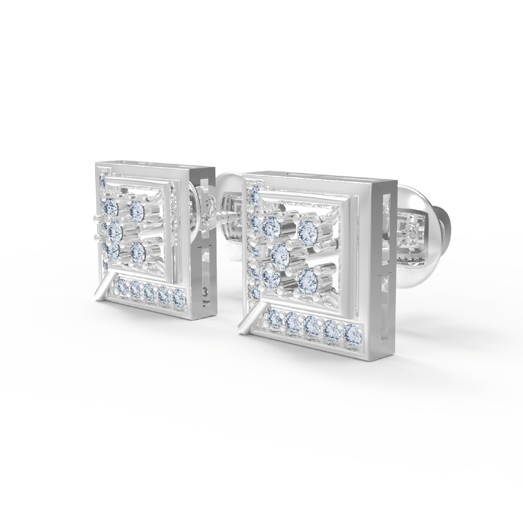 RKC 925 Sterling Silber Rundschliff kleiner quadratischer Ohrstecker, 14 Karat Rose über Produktgewicht 2,30 GM, Steinhöhe 9,00 mm