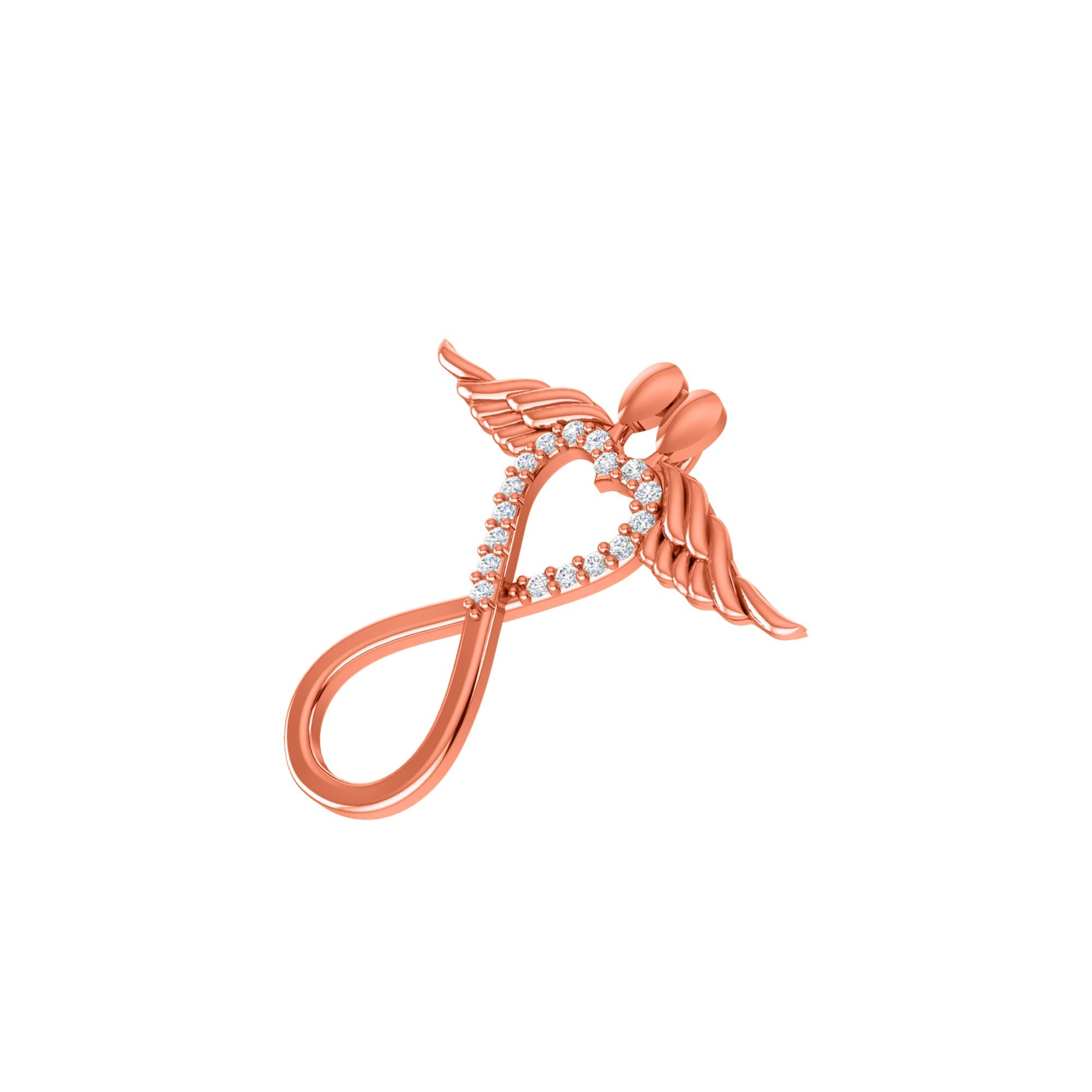 RKC 0,15Ct Wing Infinity Moissanite anheng 925 sølvsmykker 14K gult gullbelagt vekt 4,20 g Høyde 24,80 mm