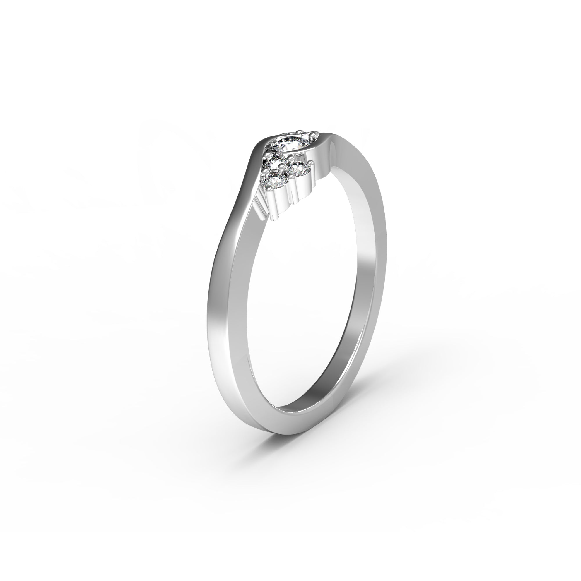 RKC Moissanite Engagement Bypass Ring For Women's Gold Plated 925 Silver 14K Rose Gold Plated Wt 2 gm Width 1.80 MM