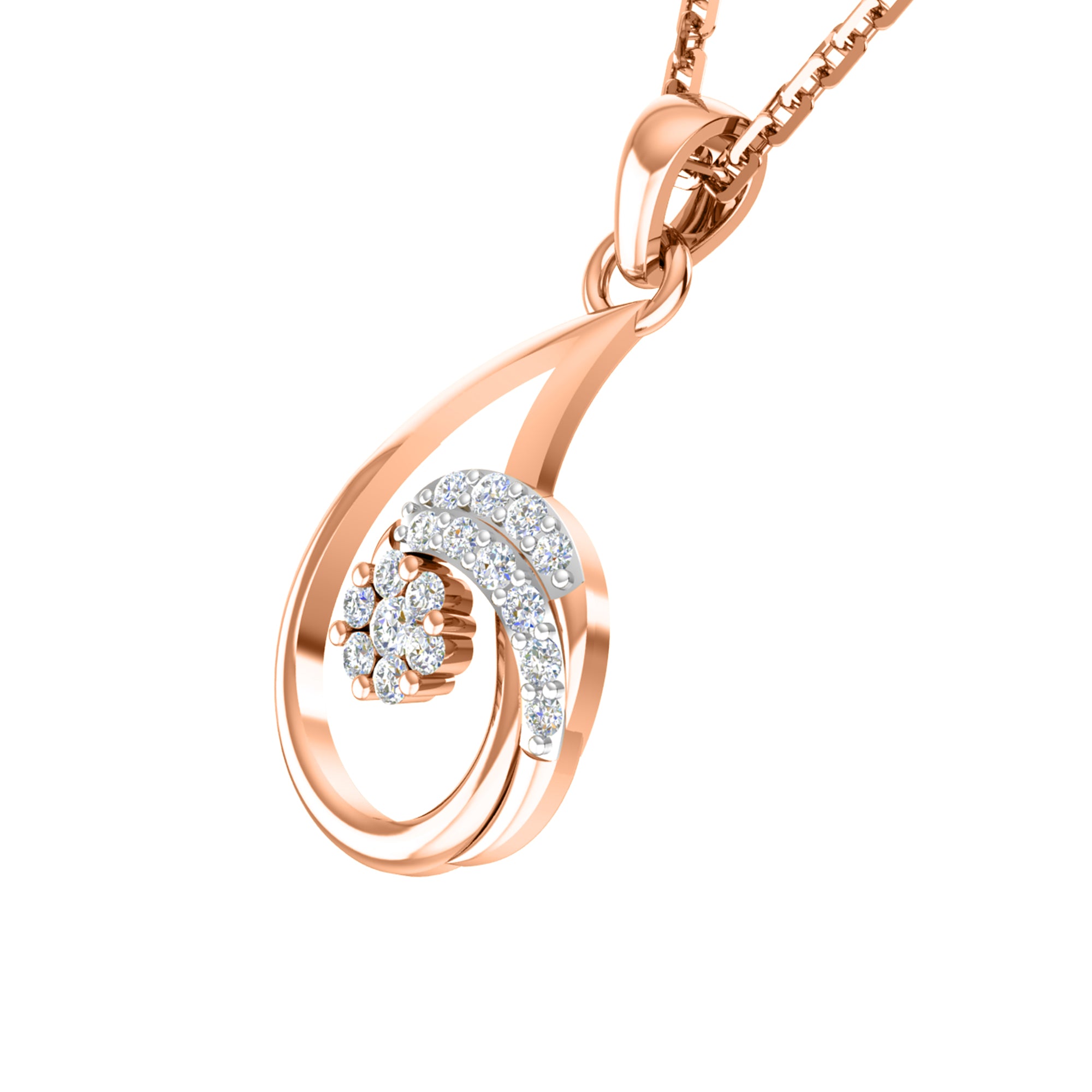 RKC 925 Perak Emas Total 0,42Ct Set Anting Liontin Moissanite Berat 5,40gm dengan Lapis Emas Mawar 14K