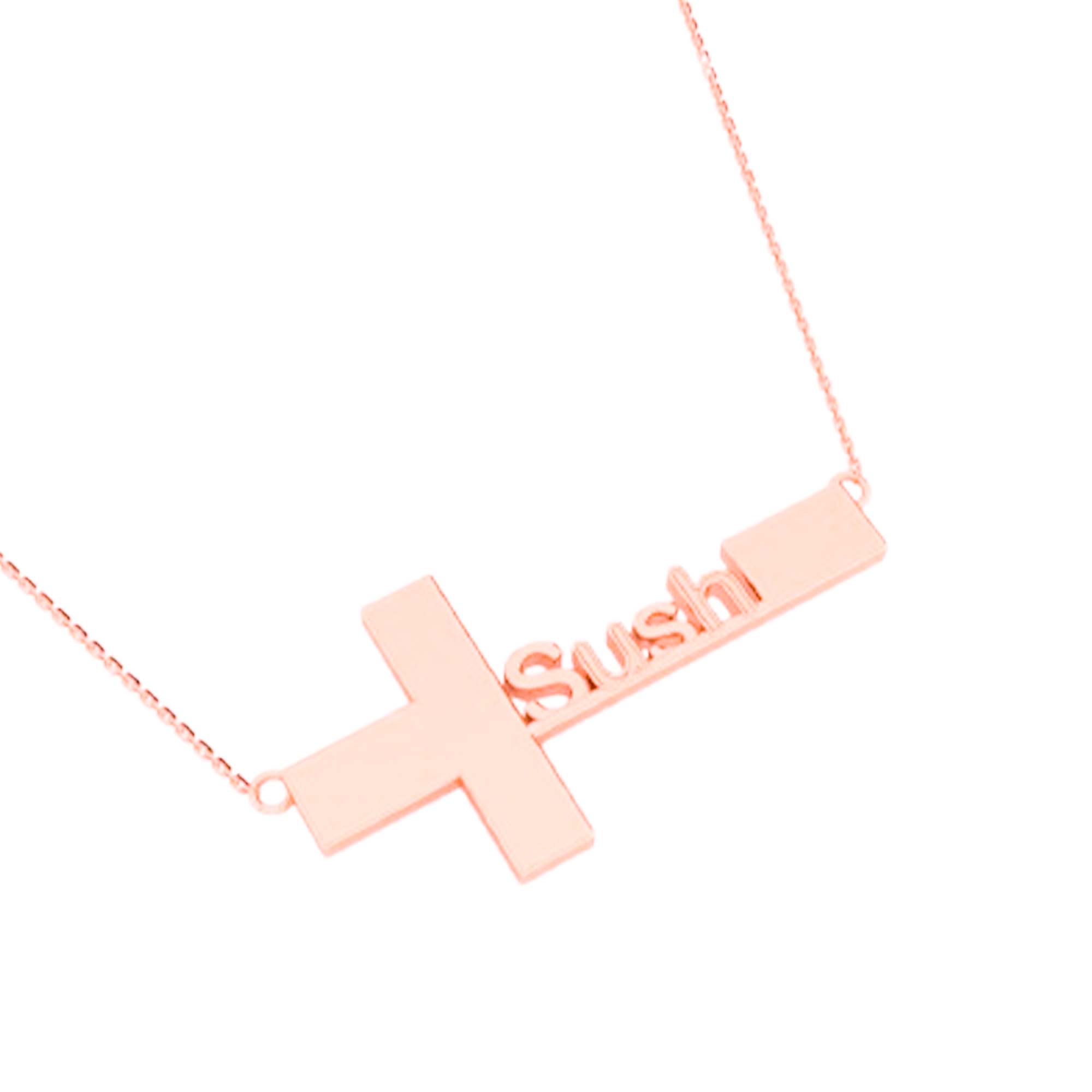 RKC SUSH Name Cross Shape Pendant Necklace Birthday Gift For Girls 925 Sterling Silver
