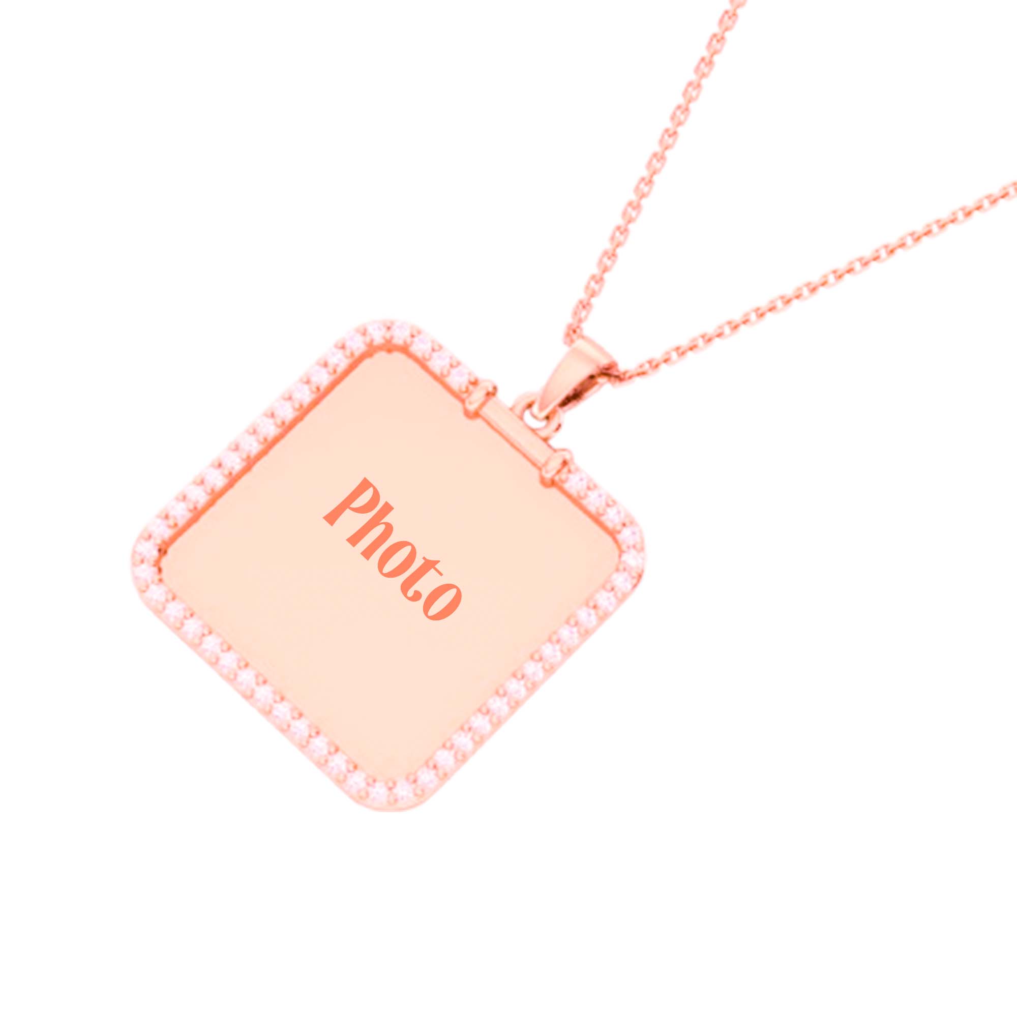 RKC Moissanite Square Shape Photo Locket Memory Pendant 14k Yellow Gold Plated 925 Silver