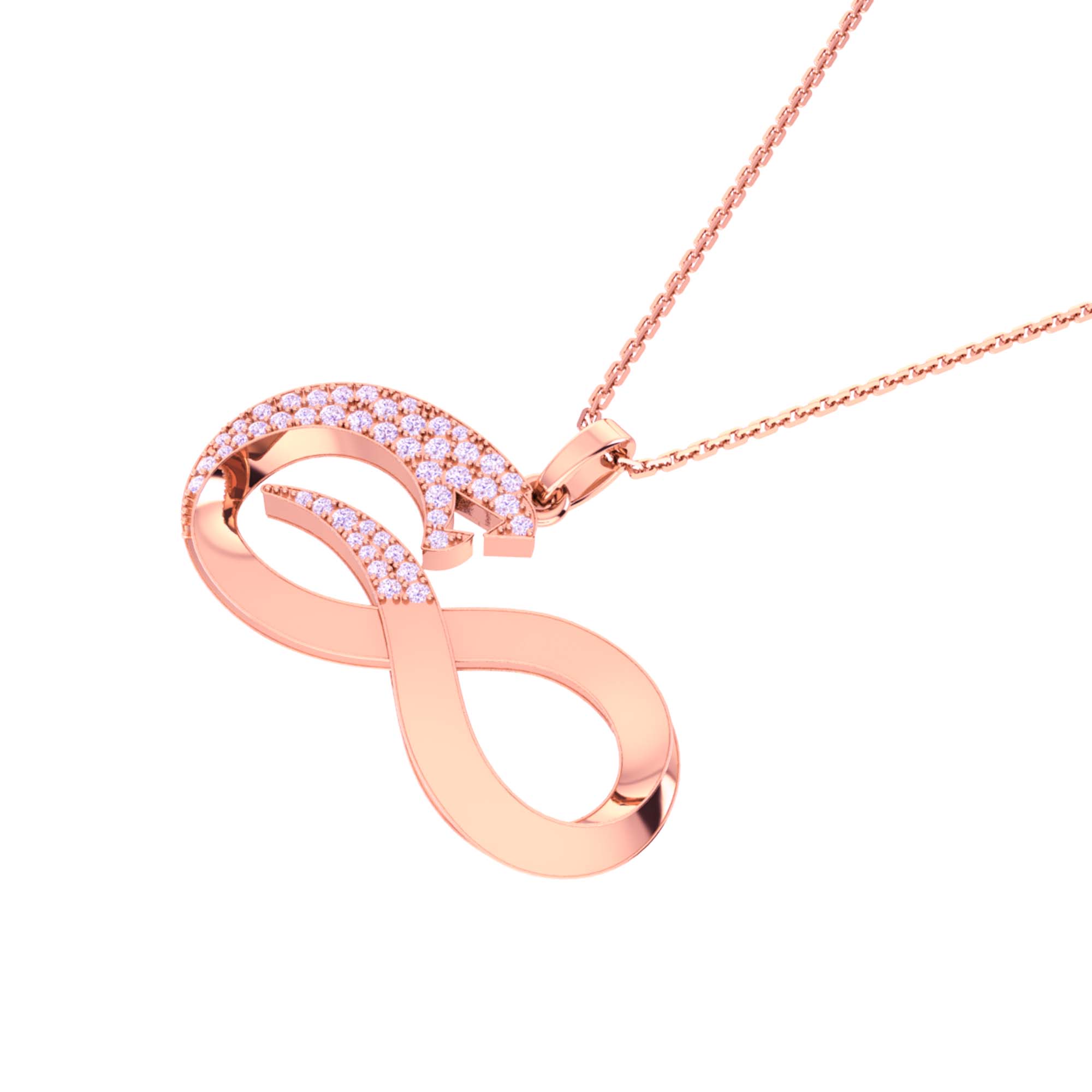 RKC 14k Yellow Gold Plated Infinity Snake Real Moissanite Pendant Necklace 925 Sterling Silver