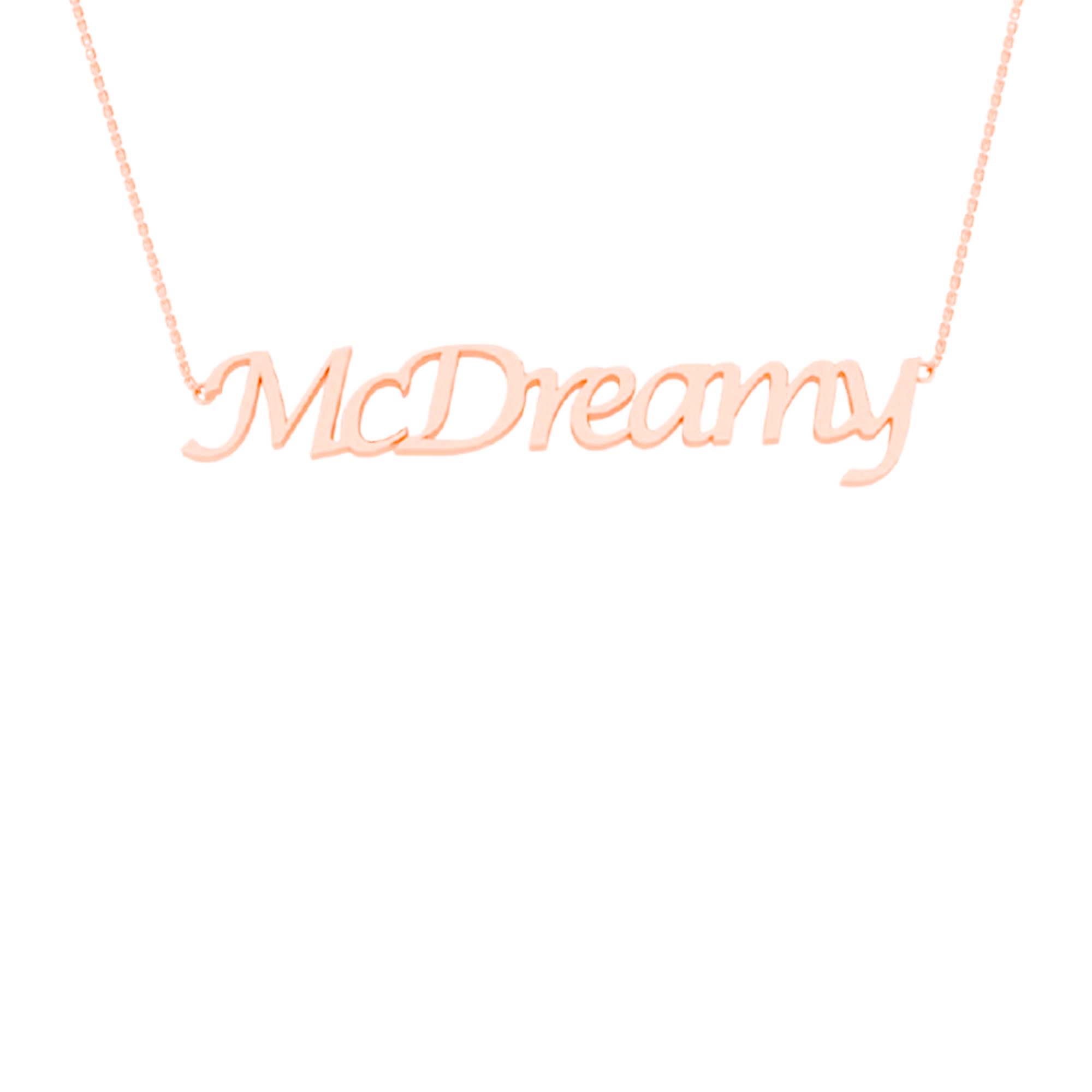 RKC MCDREAMY Name Necklace For Gift 14k Yellow Gold Plated 925 Silver Weight 4.5 gm and Height 14mm
