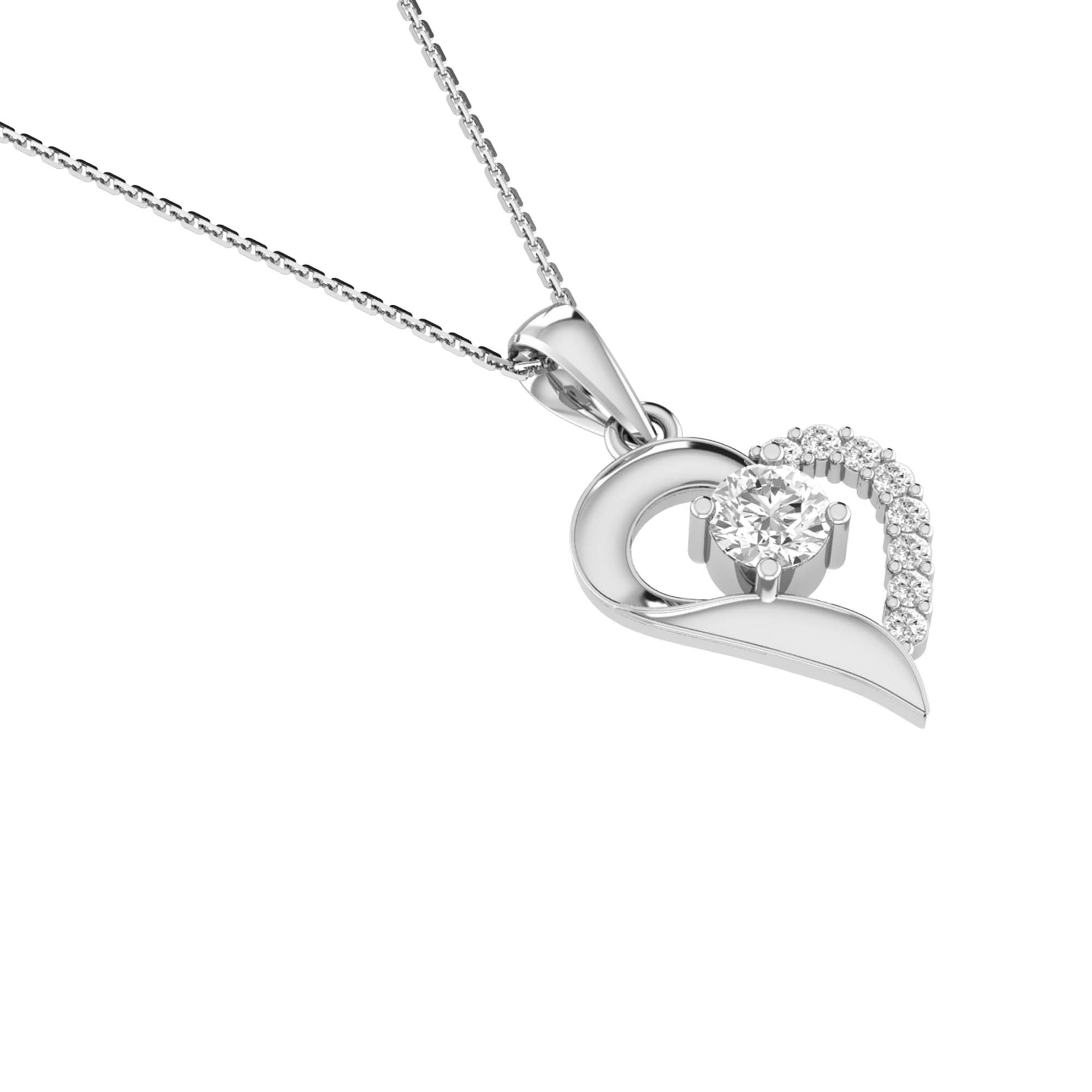 RKC Rose Gold Moissanite Heart Pendant With Link Chain Gift For Girls 925 Silver Weight 5.50 gm