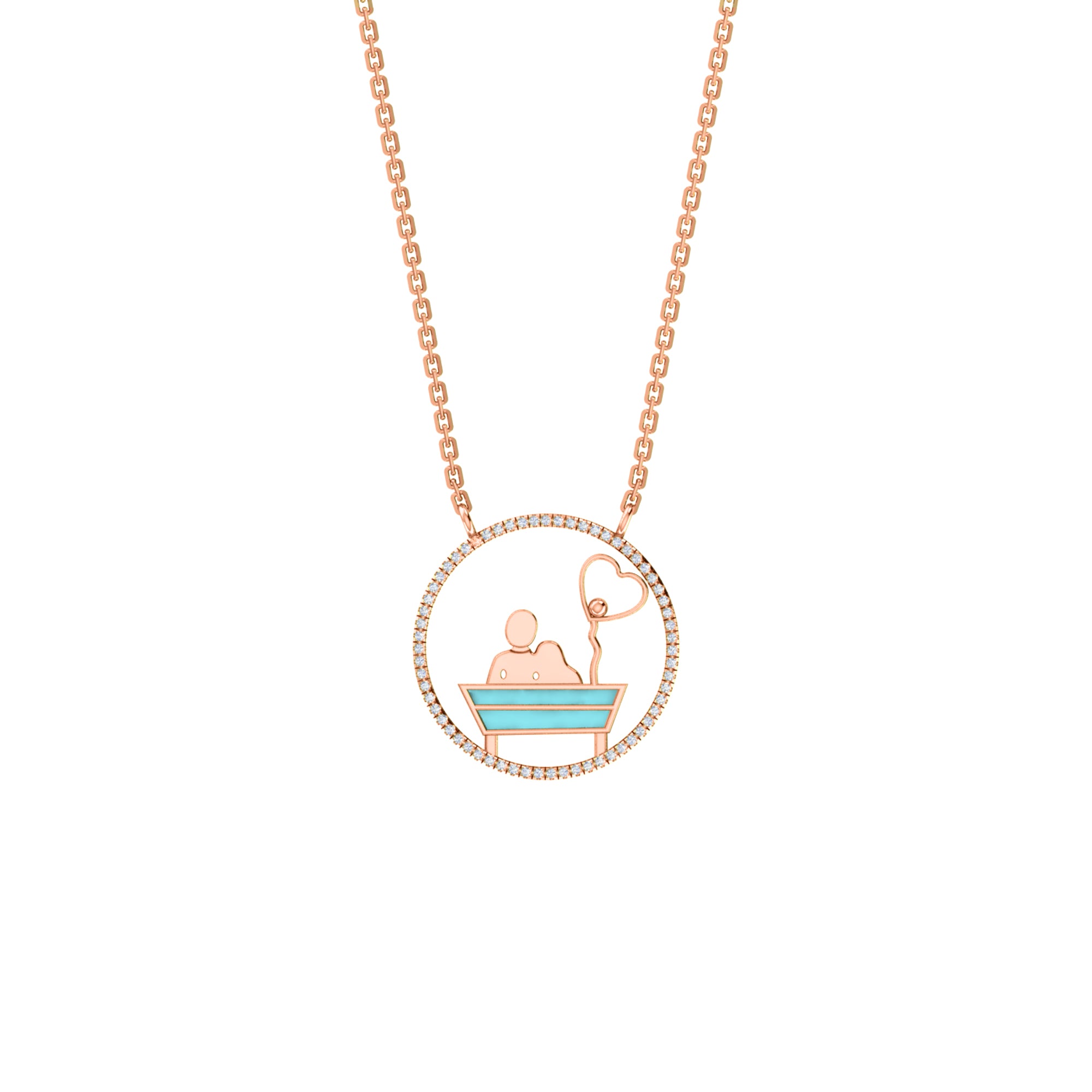 RKC 0.16Ct 모이사나이트 에나멜 펜던트 925 실버 주얼리 14K 로즈 골드 도금 제품 무게 3.80gm 높이 20.00mm