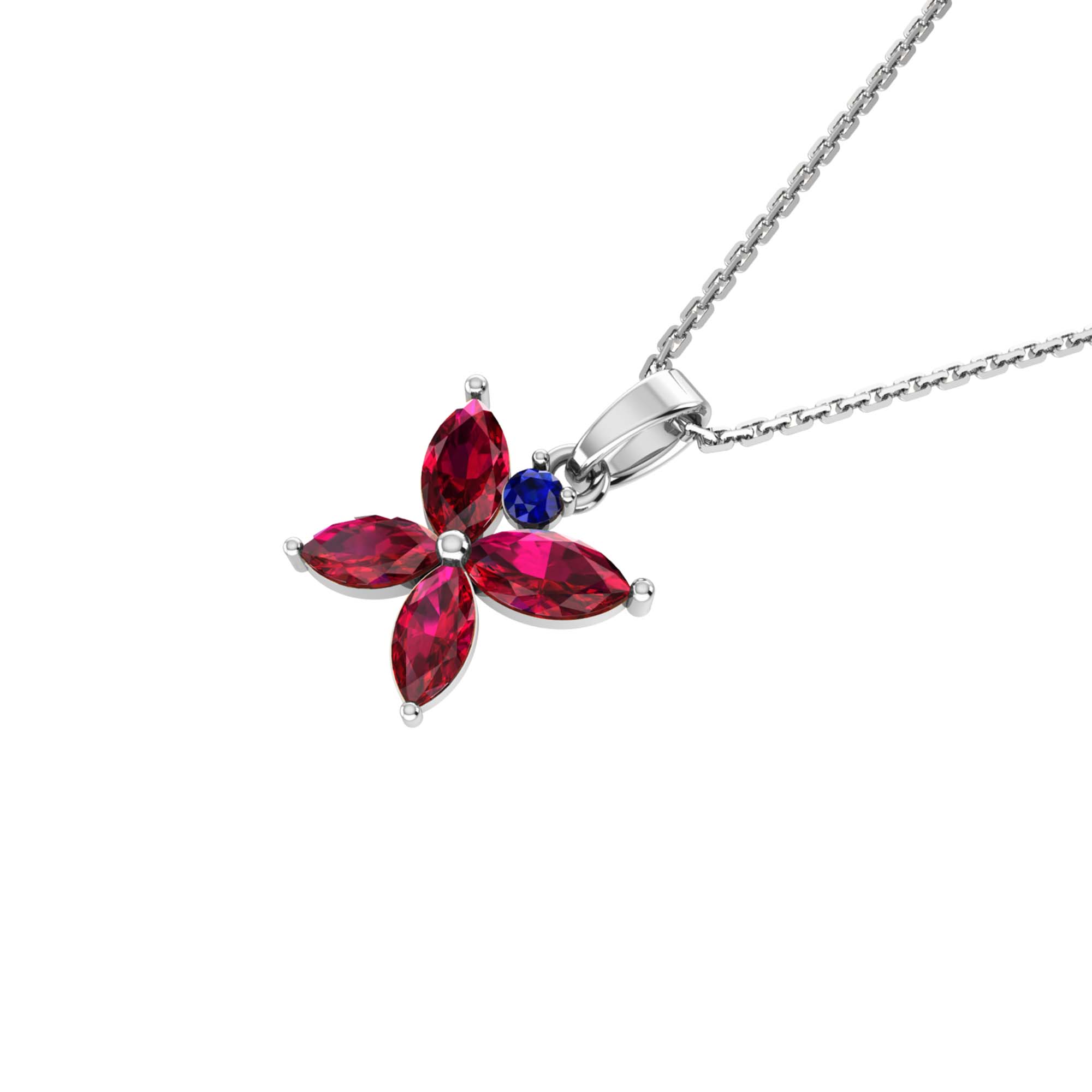 RKC Golden Stunning Flower Gemstone Shape Mini Pendant Necklace With Chain Birthday Gift