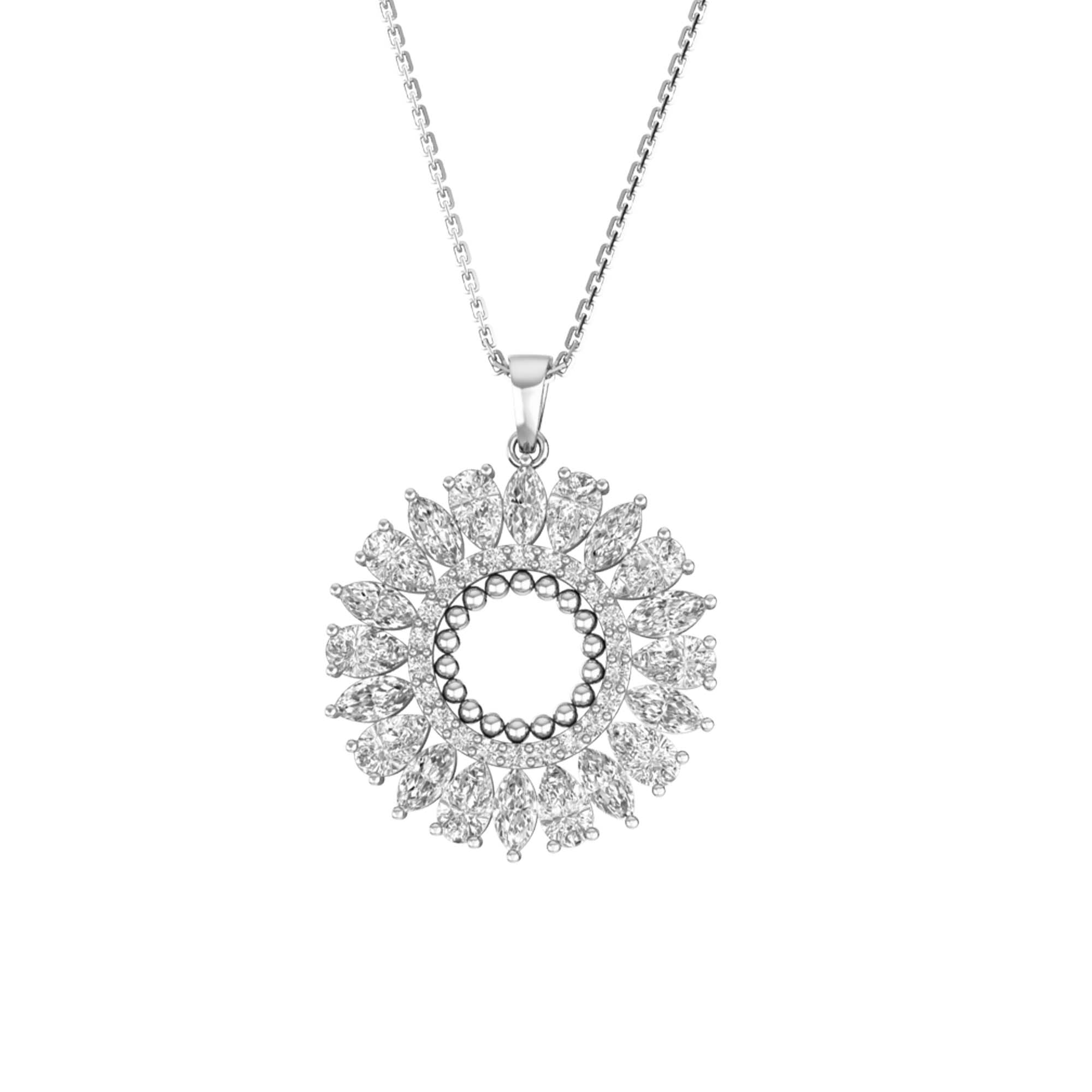 RKC 4.1 Ct Flower Shape Certified Moissanite Pendant Necklace 14k Yellow Gold Plated 925 Silver Weight 4.80 gm