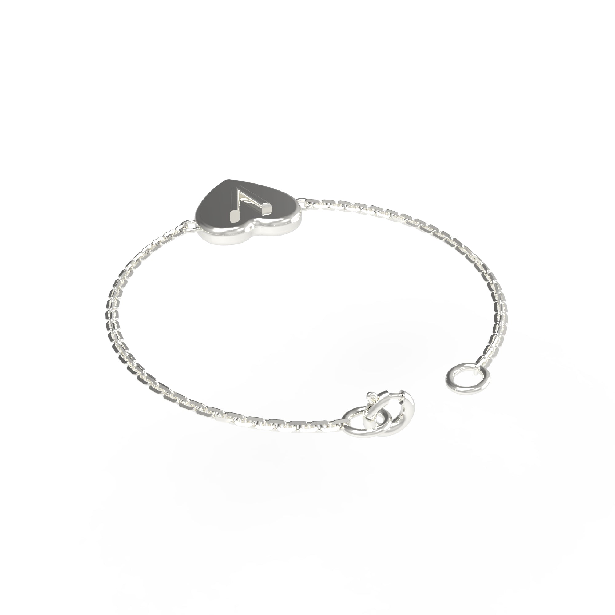 RKC 925 स्टर्लिंग सिल्व्हर इनिशियल हार्ट "V" लेटर चेन 14K पिवळा गोल्ड प्लेटेड उत्पादन वजन 4.00 GM