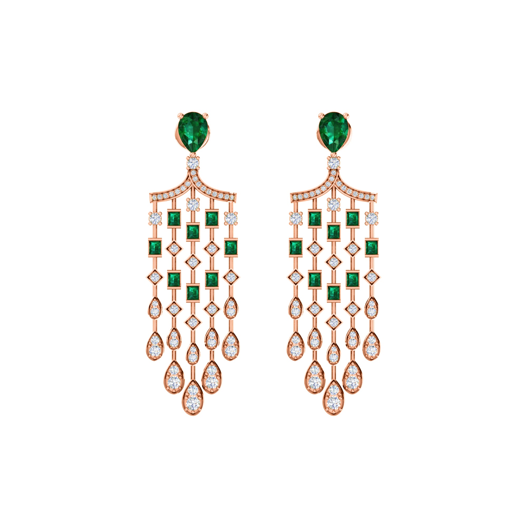 RKC 925 Sterling Silver Drop Dangle Halo Women Earring 14k Yellow Gold Over Wt 8.00 GM Height 51.00 MM