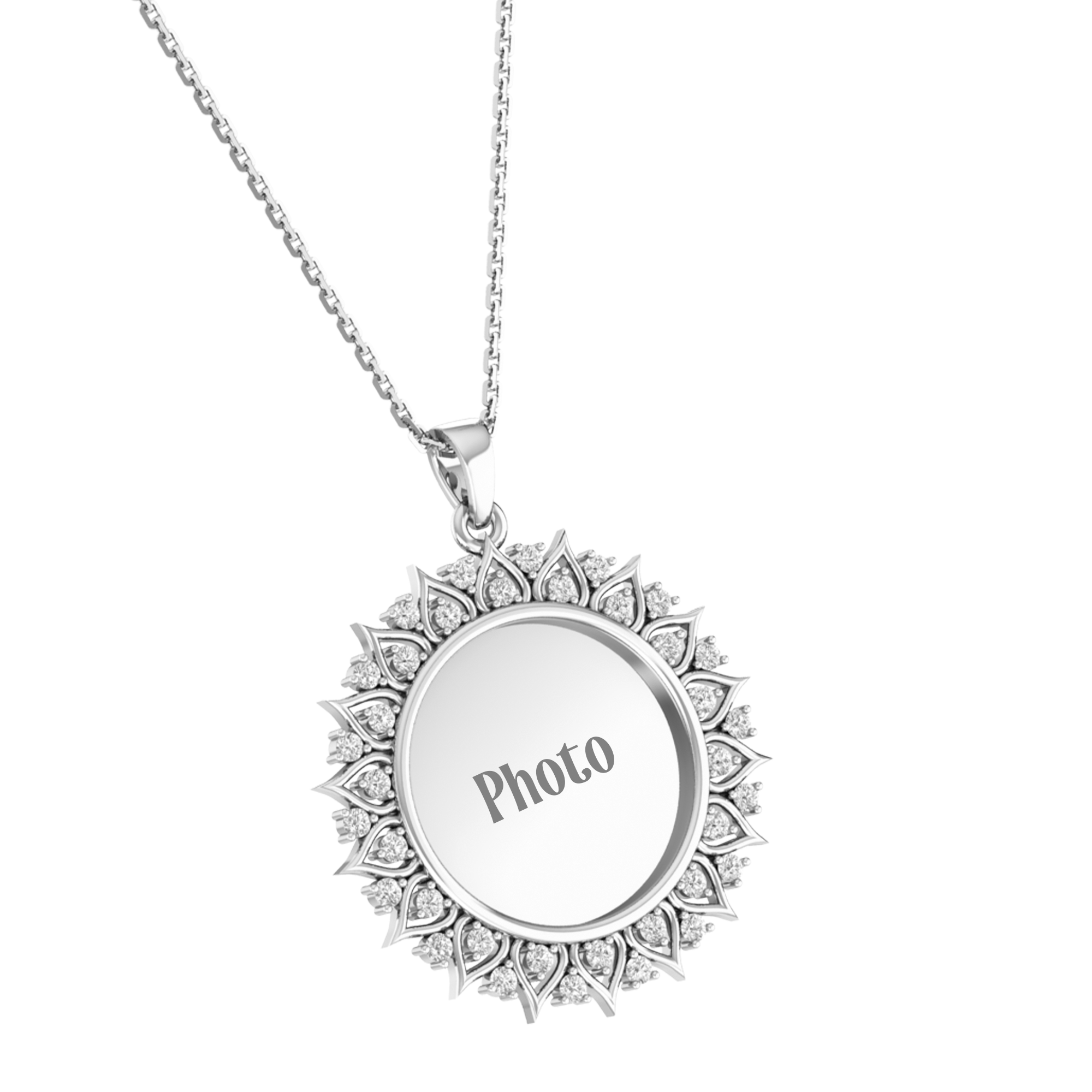 RKC Moissanite/ Cubic Zirconia Photo Pendant Necklace 14k Yellow Gold Plated Weight-6gm