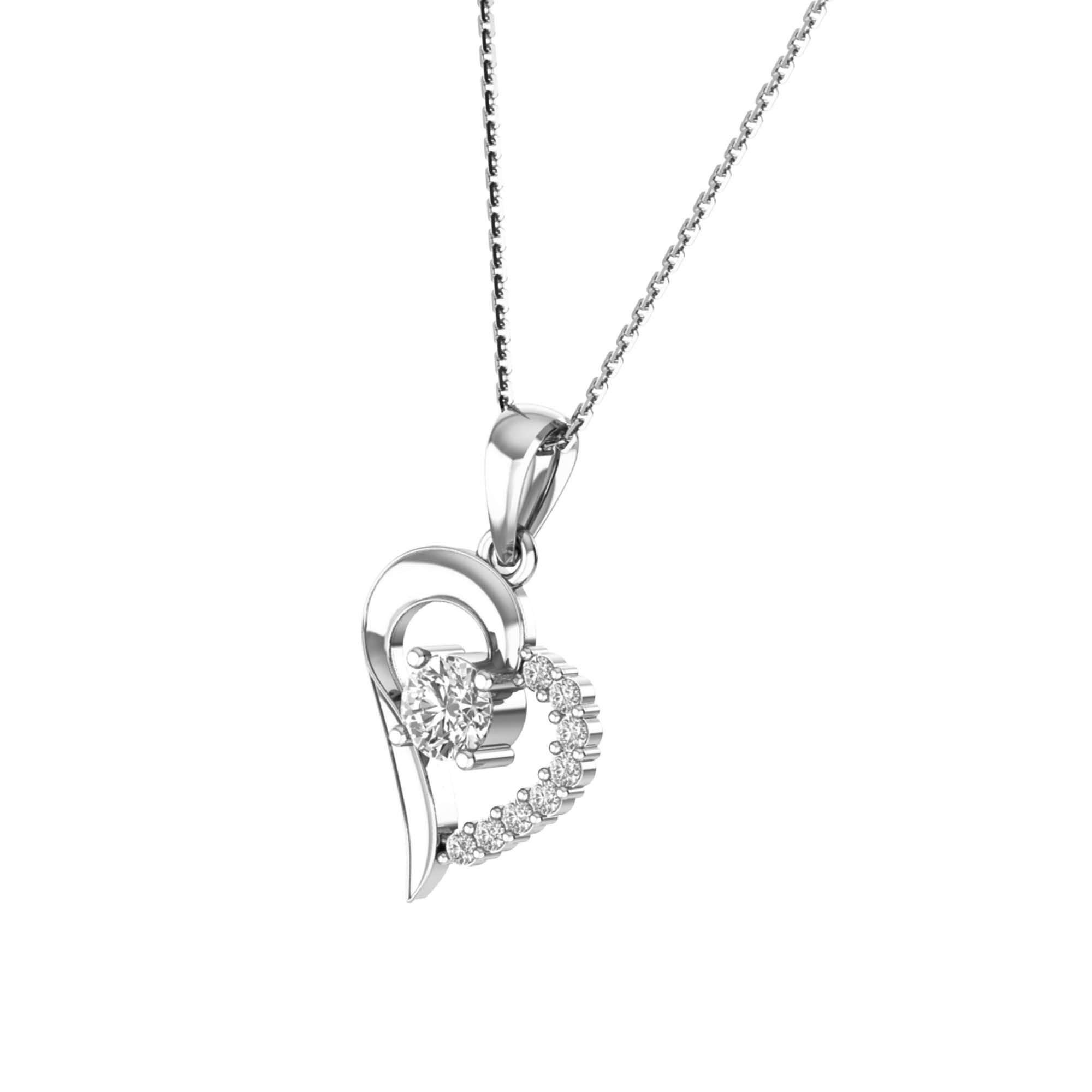 RKC Rose Gold Moissanite Heart Pendant With Link Chain Gift For Girls 925 Silver Weight 5.50 gm