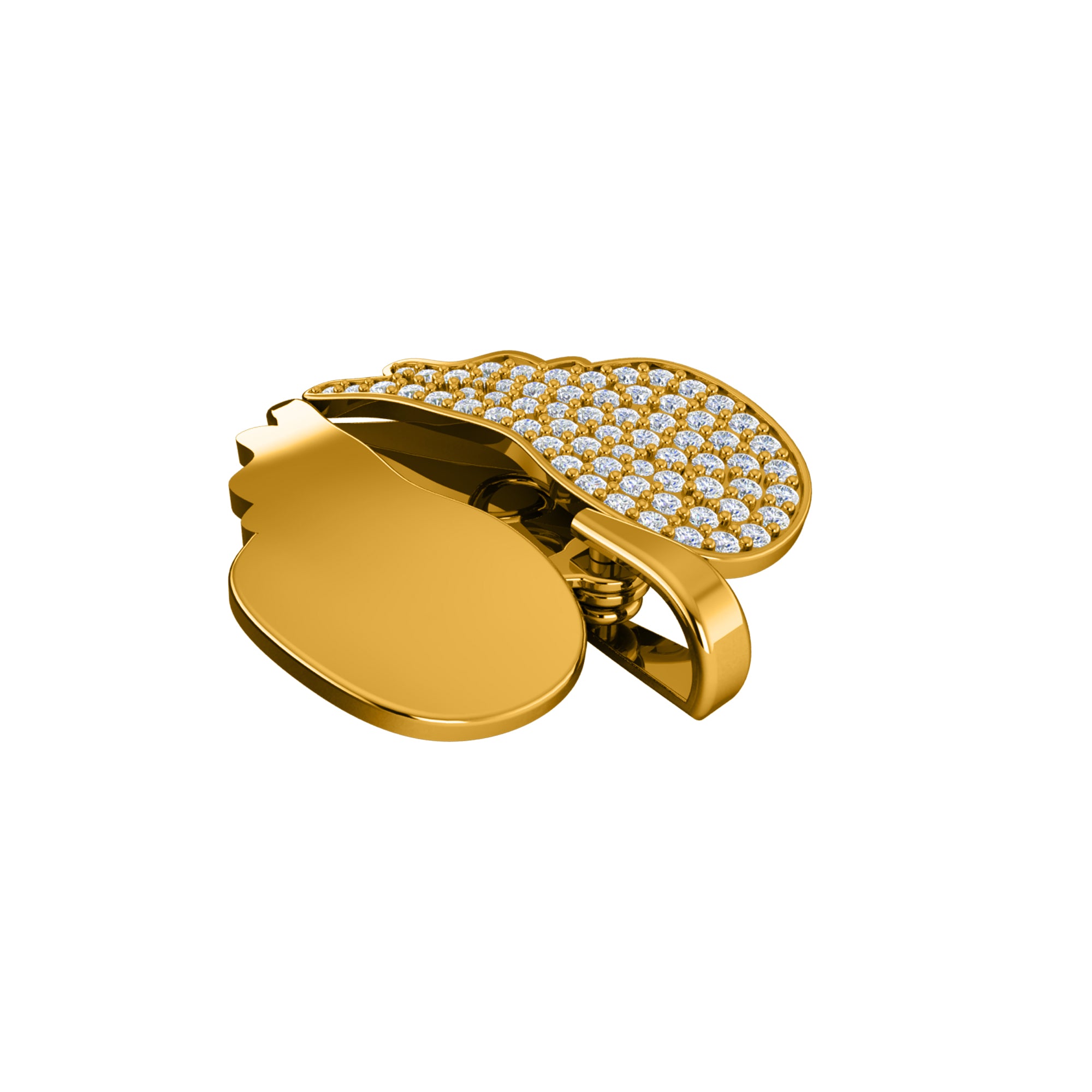 RKC 0.61Ct Moissanite Wing Heart Pendant 925 Silver Jewelry 14K Rose Gold Plated Wt 6gm Height 23.50mm