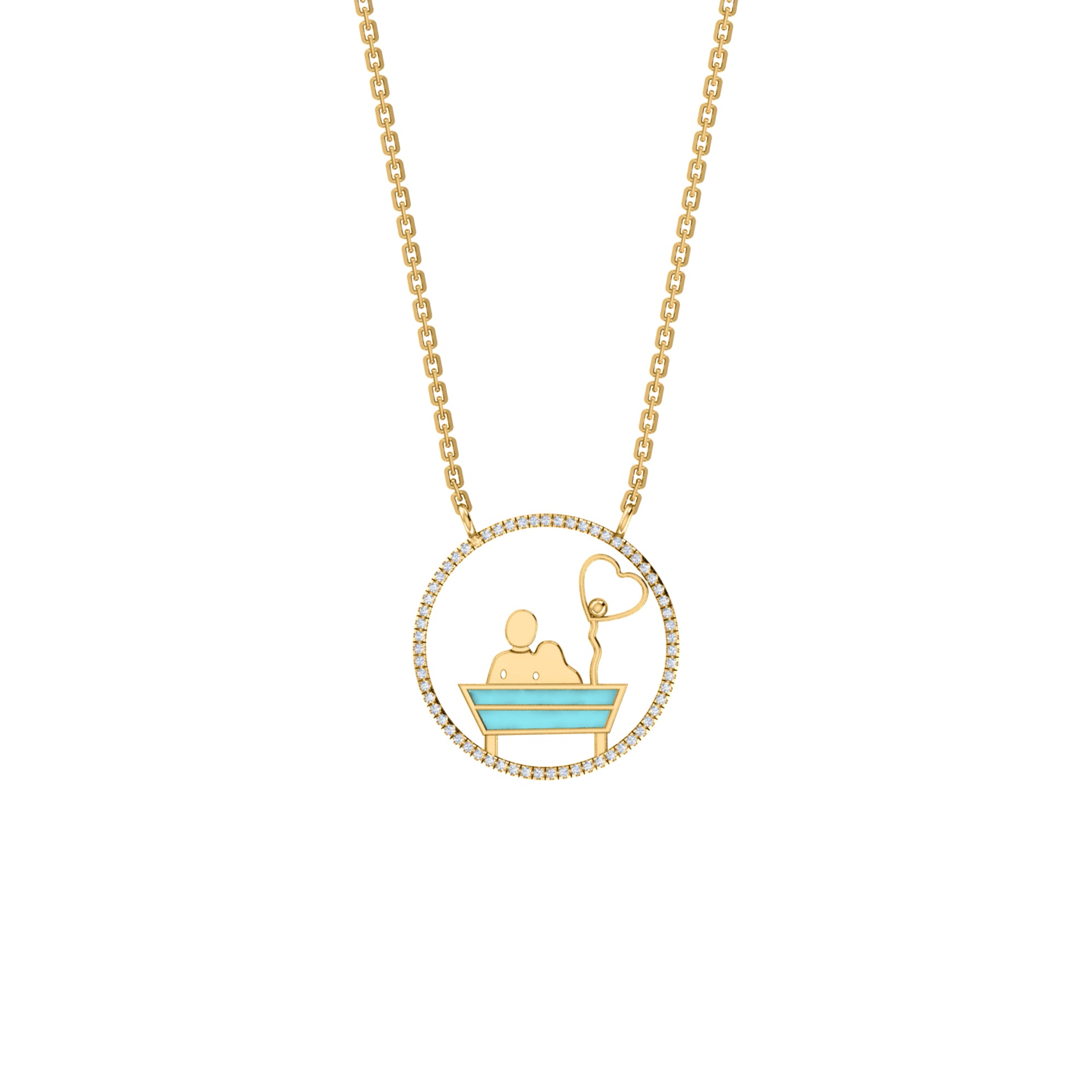 RKC 0.16Ct 모이사나이트 에나멜 펜던트 925 실버 주얼리 14K 로즈 골드 도금 제품 무게 3.80gm 높이 20.00mm