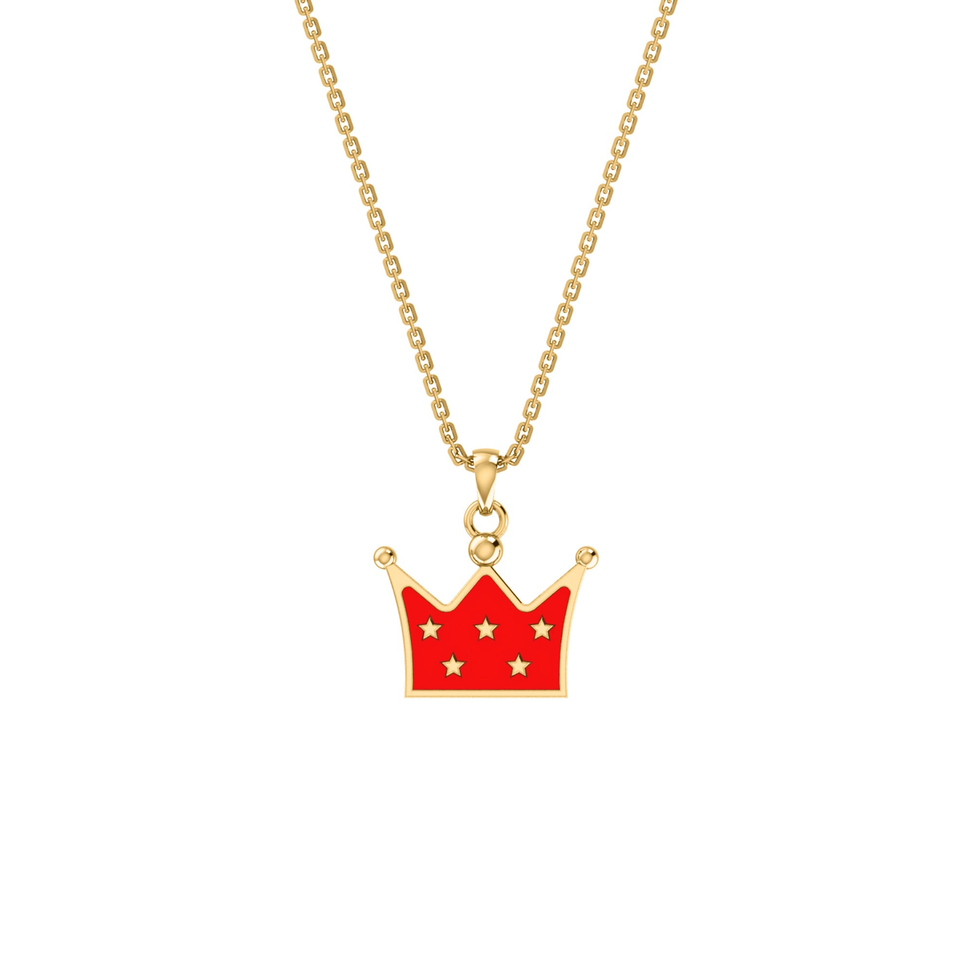RKC Enamel Crown Pendant 925 Silver 14K Rose Gold Plated Wt 3.80 GM Height 15.00 MM