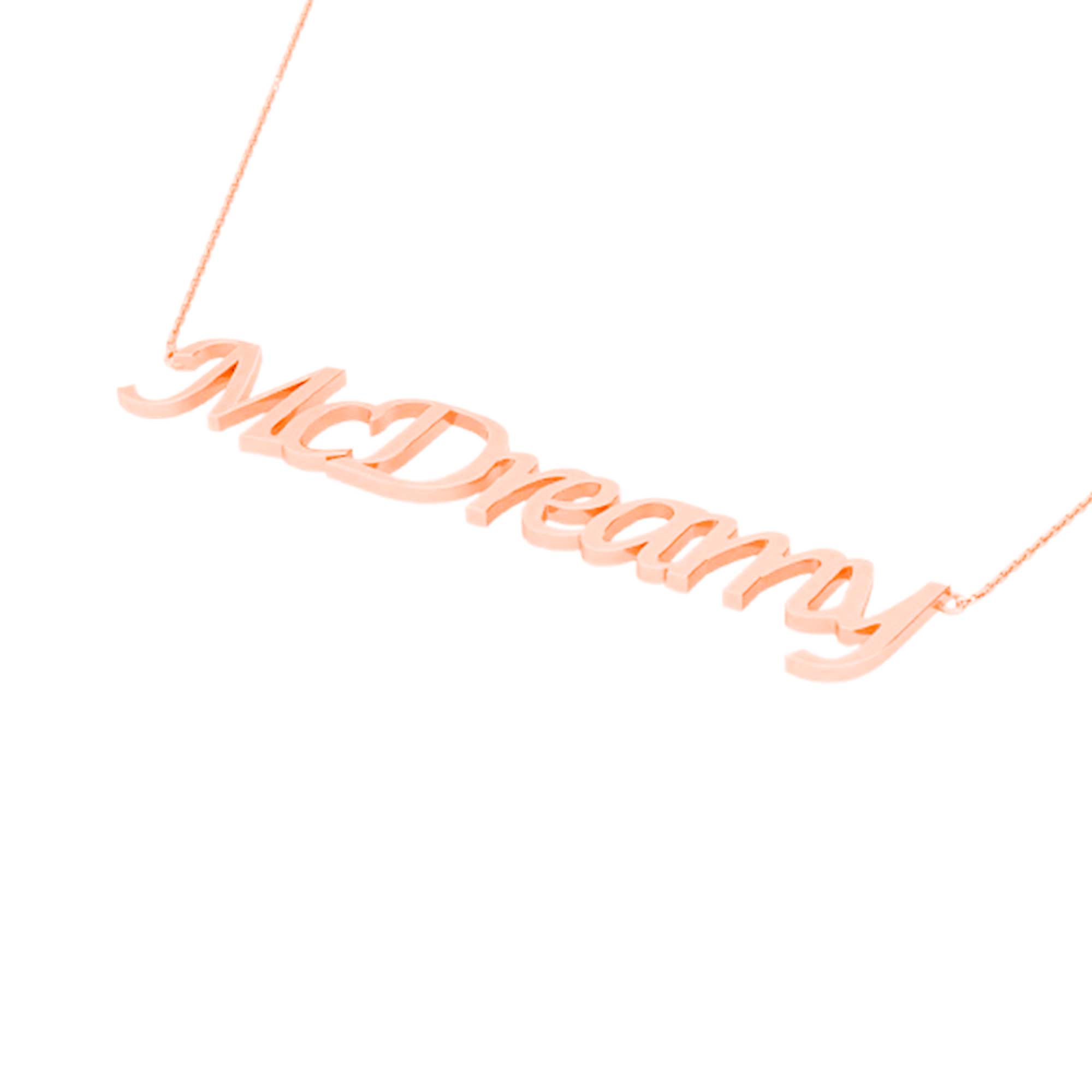 RKC MCDREAMY Name Necklace For Gift 14k Yellow Gold Plated 925 Silver Weight 4.5 gm and Height 14mm