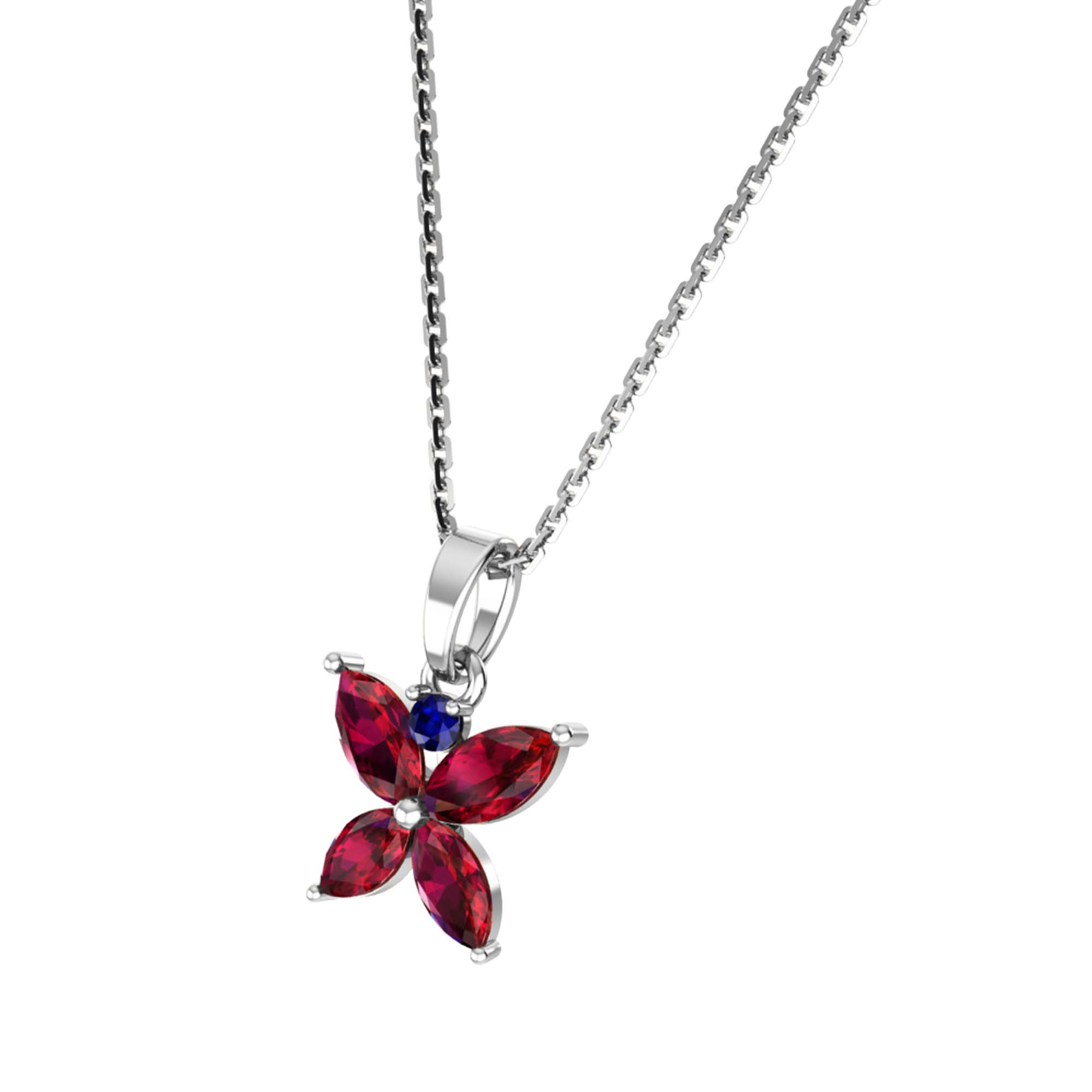 RKC Golden Stunning Flower Gemstone Shape Mini Pendant Necklace With Chain Birthday Gift