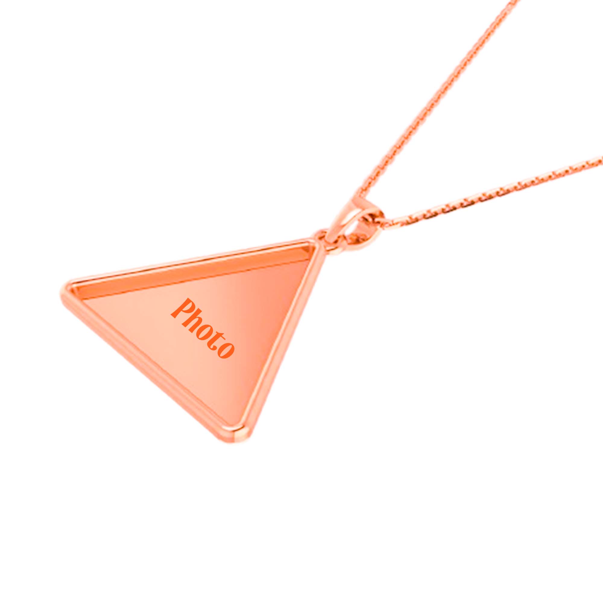 RKC Tringle Shape Photo Locket Pendant Necklace 14k Yellow Gold Plated Weight 5mm And Height 20mm