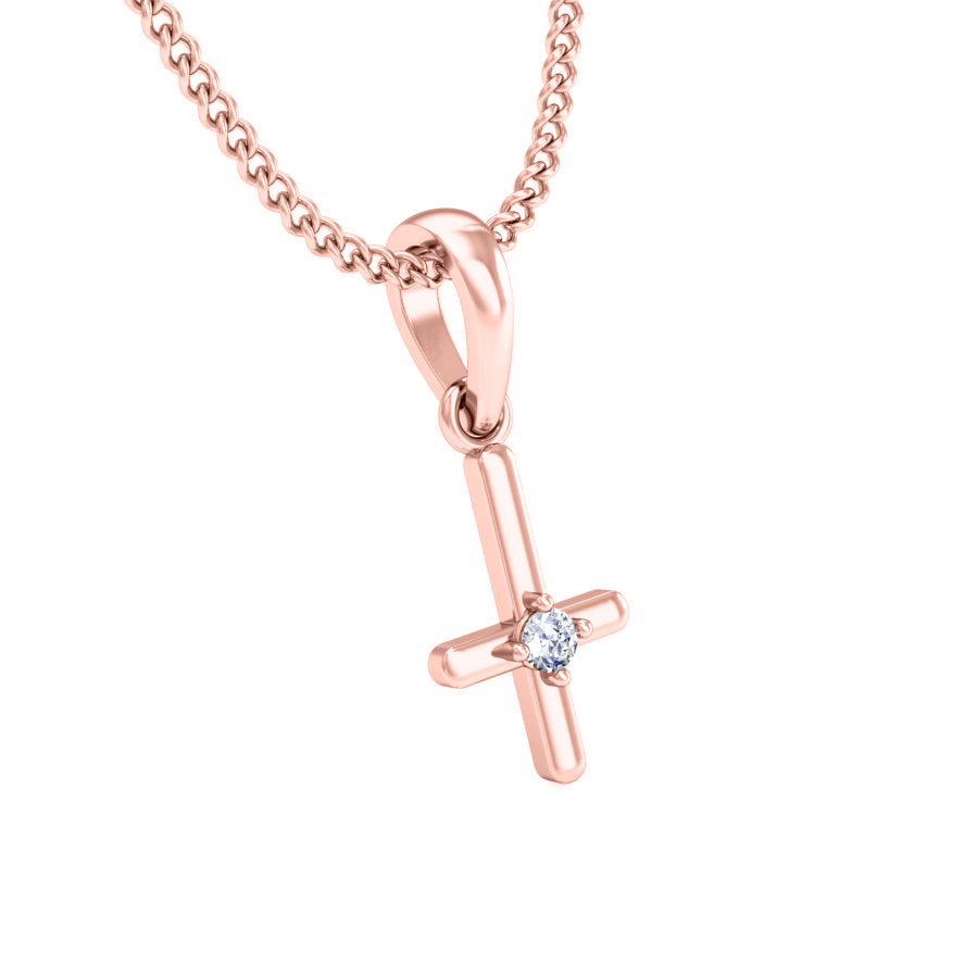 RKC Women 925 Silver Cross Religious 0,015 Ct moissanite medál 14K sárga aranyozott súly 2,4 gm magasság 15 mm