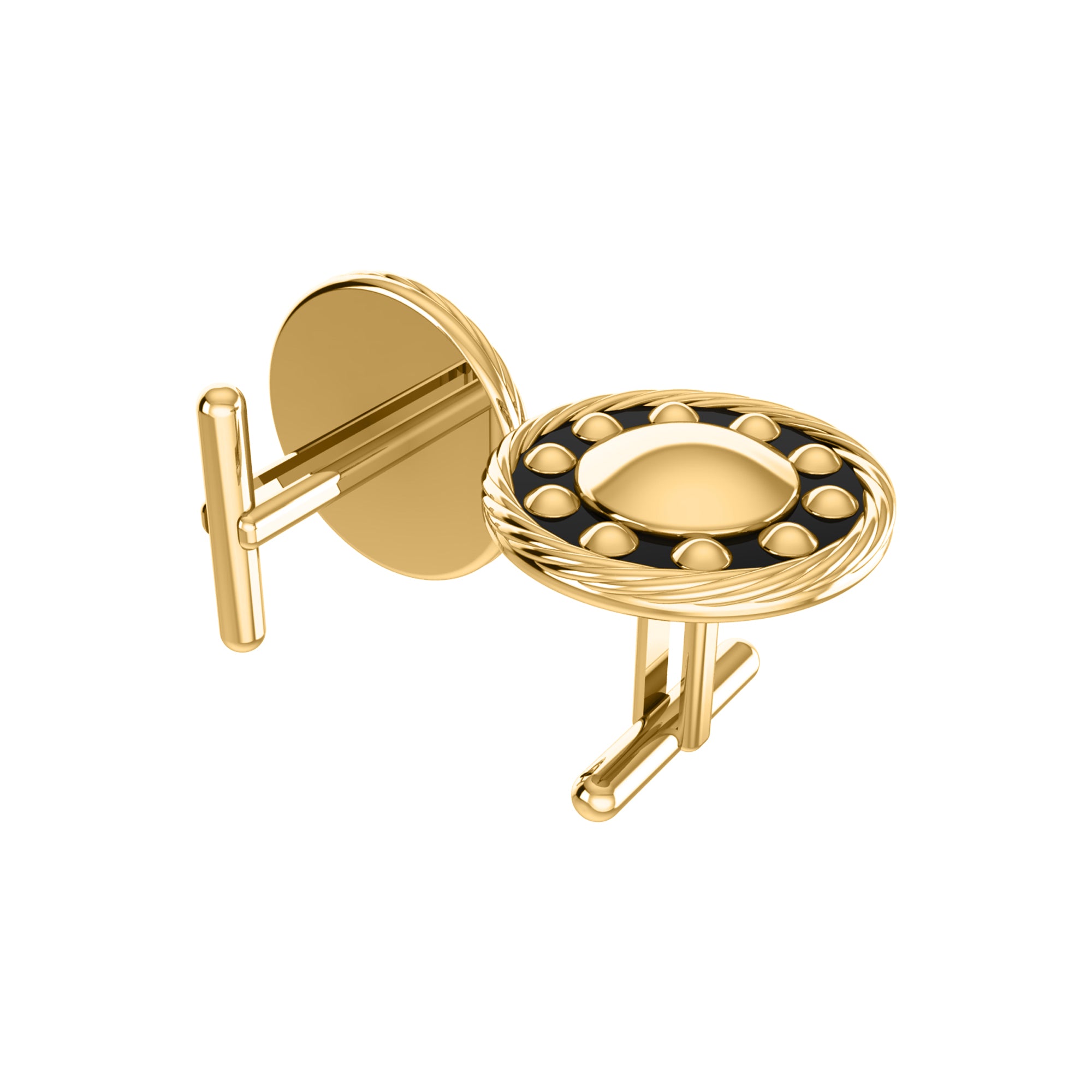 RKC 925 Sterling Silver Enamel Cufflinks 14K Yellow Gold Plated Product Wt 4.00 gm